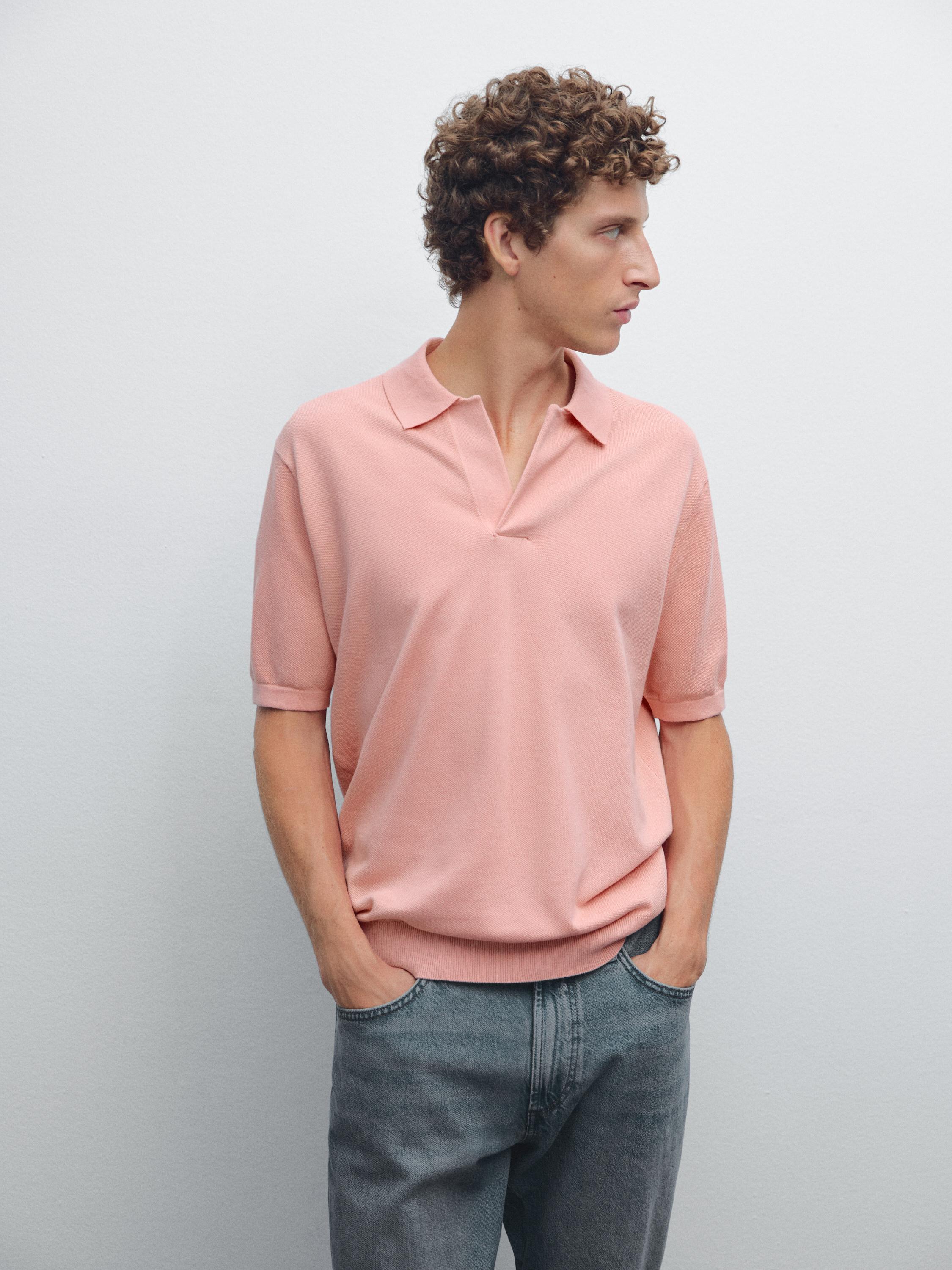 Trikot-Poloshirt mit V-Ausschnitt