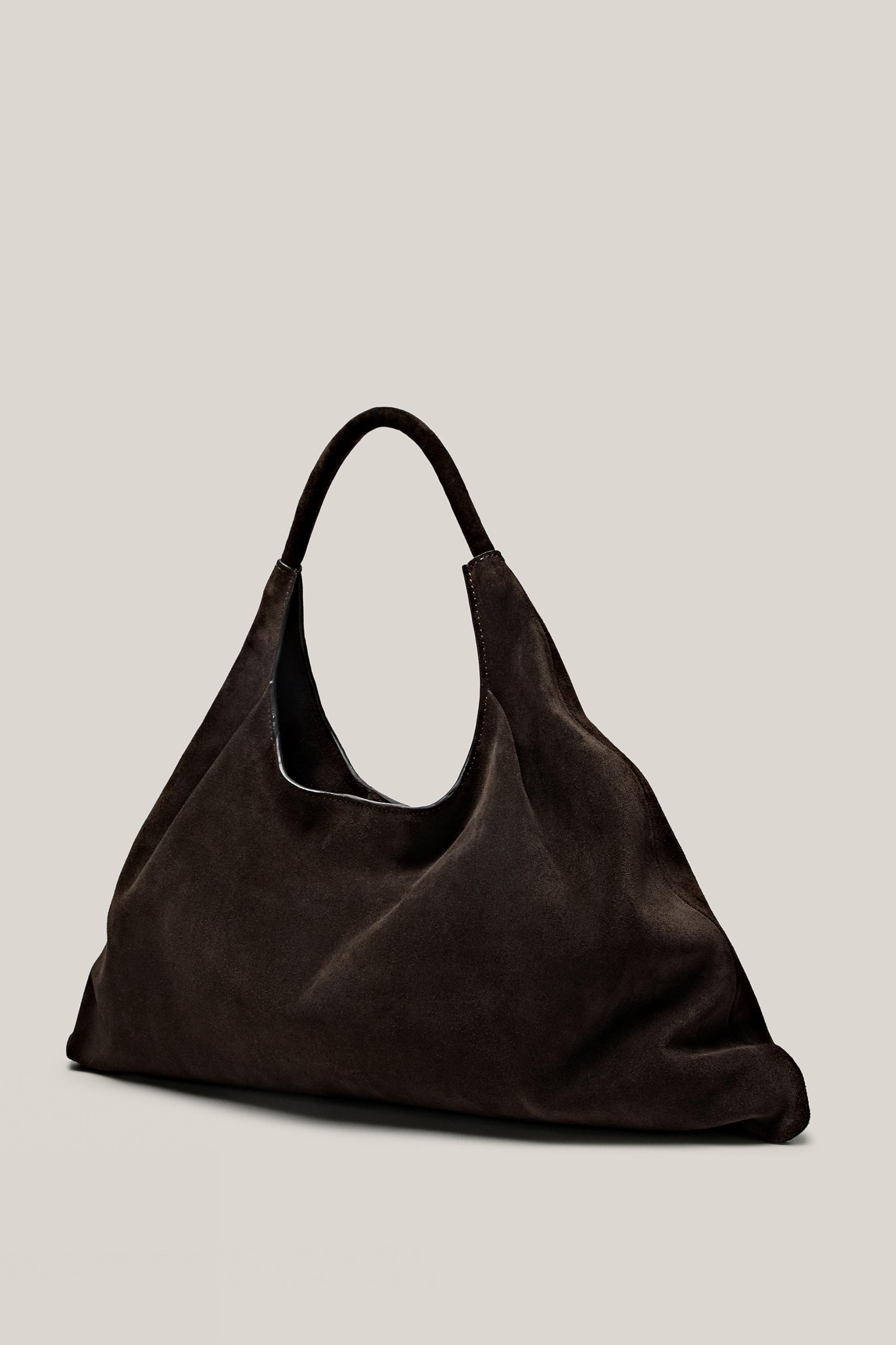 스플릿 스웨이드 레더 미디엄 쇼퍼백 - 한정판