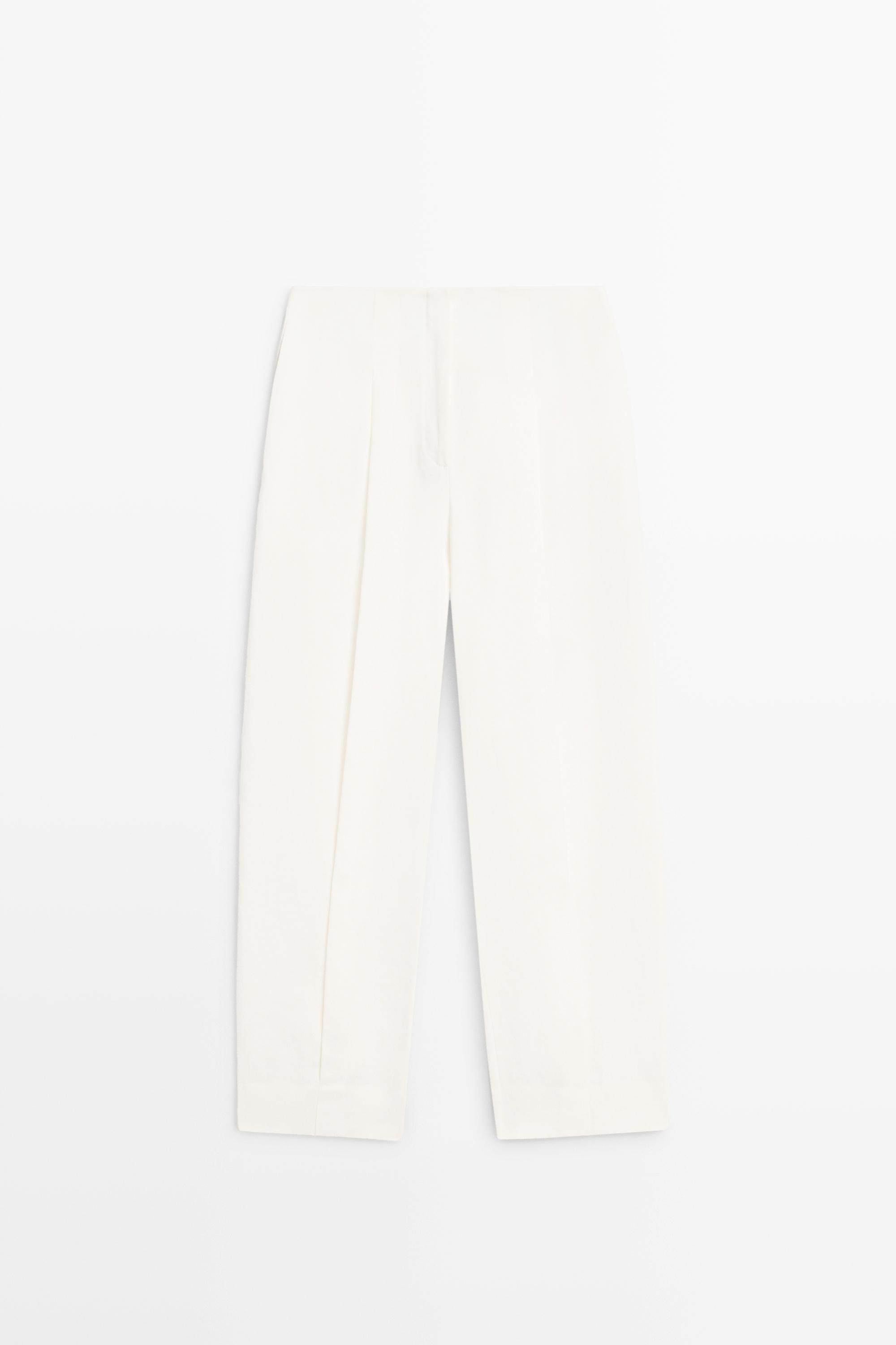 Linen trousers with darts — Off white