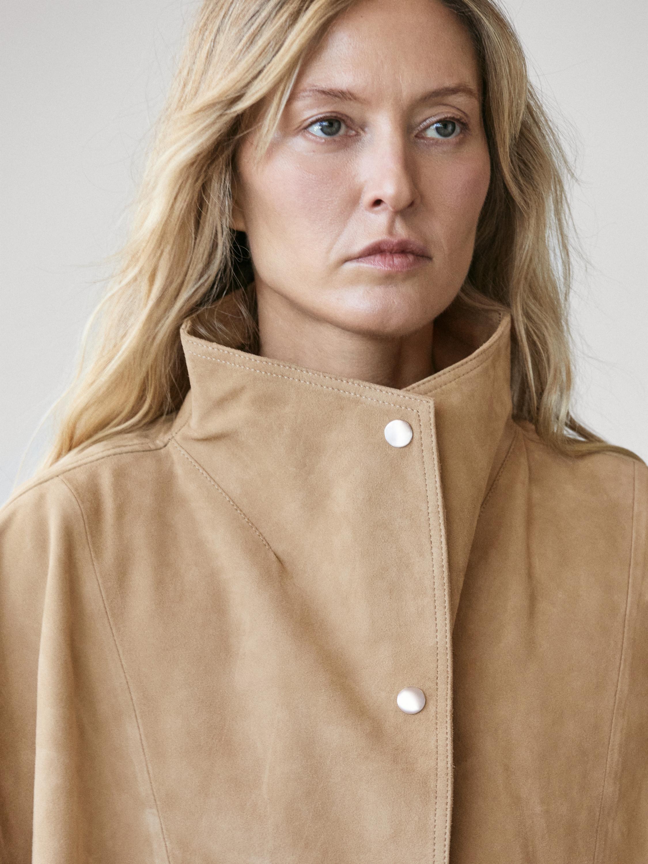 Oversize suede leather jacket — SAND