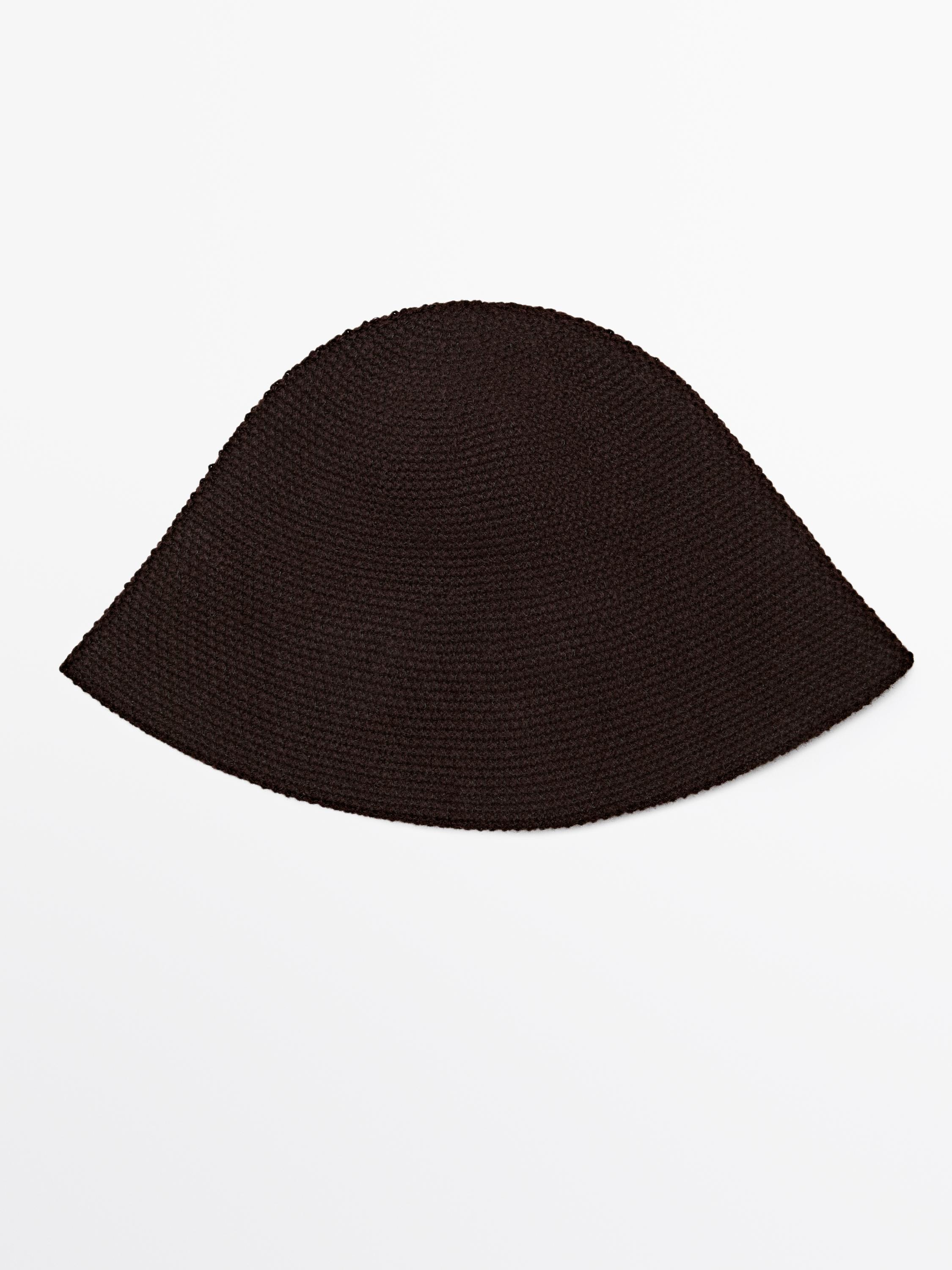 Wool blend knit beanie — BROWN