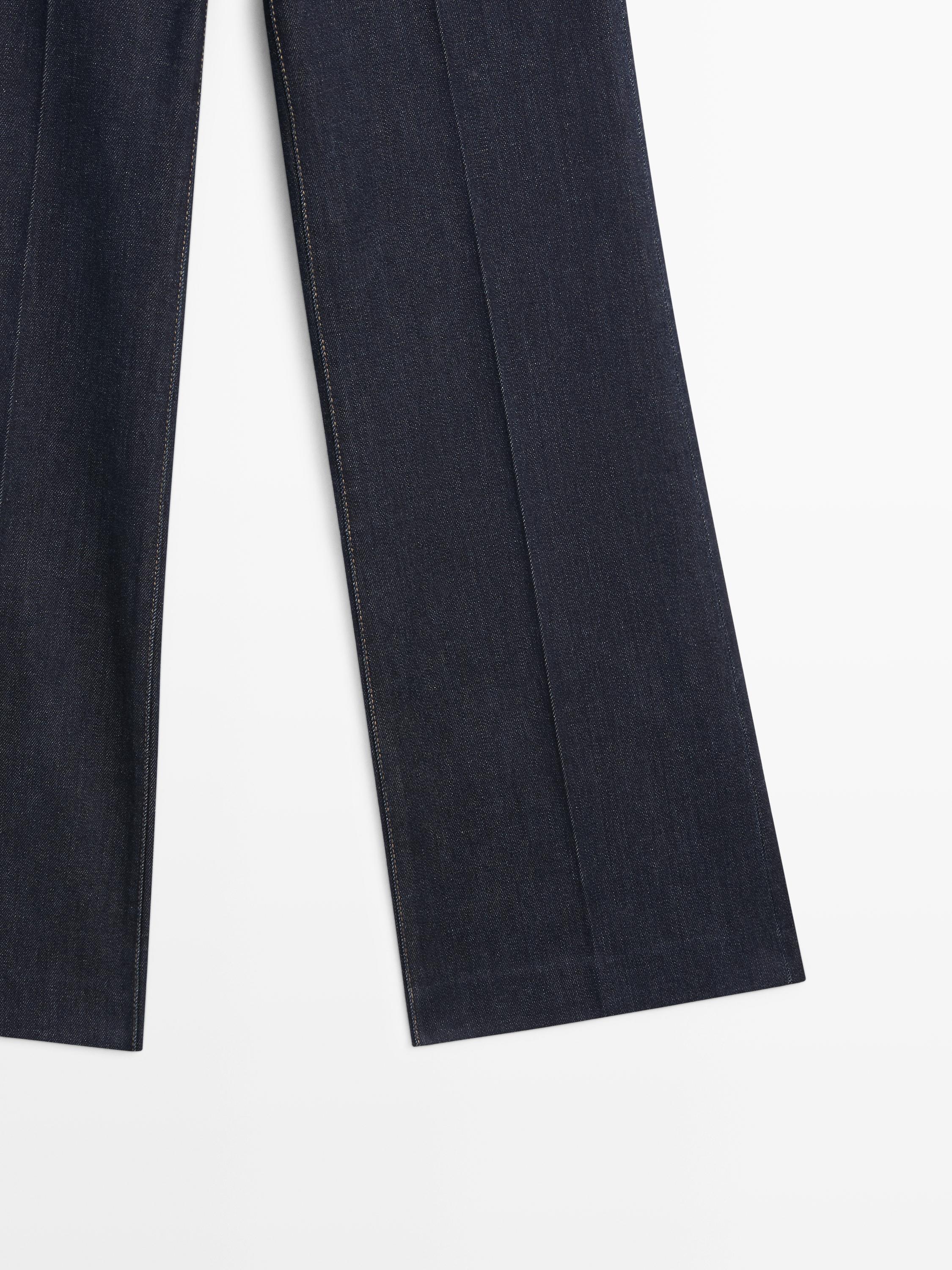 Flared high-waist jeans — DARK BLUE