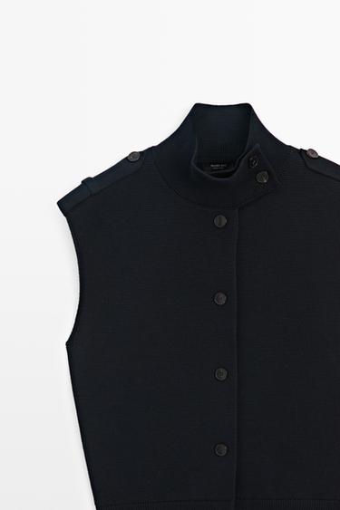 100% cotton mock neck knit vest — NAVY BLUE 4