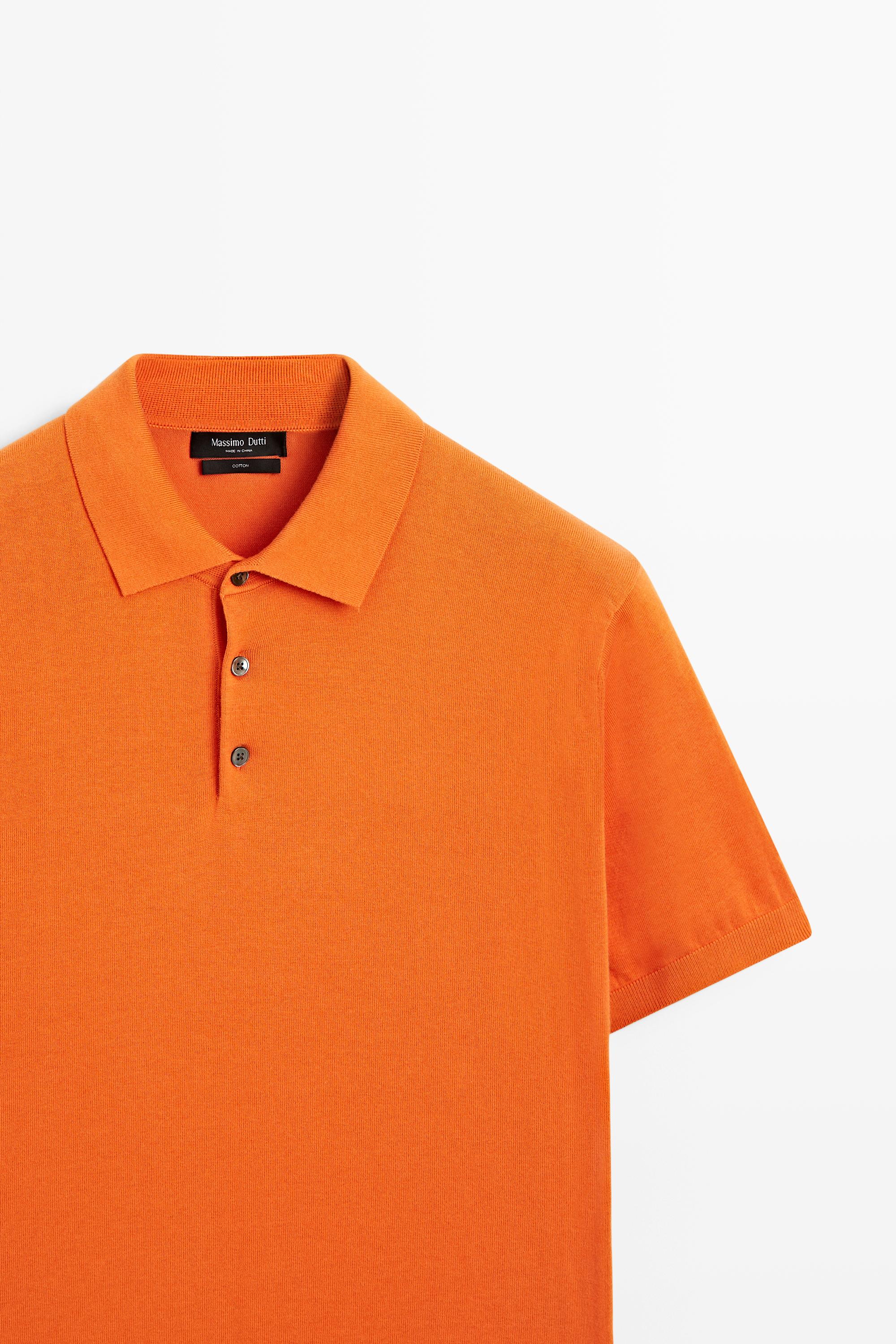 100% Cotton Knit Polo Shirt — ORANGE