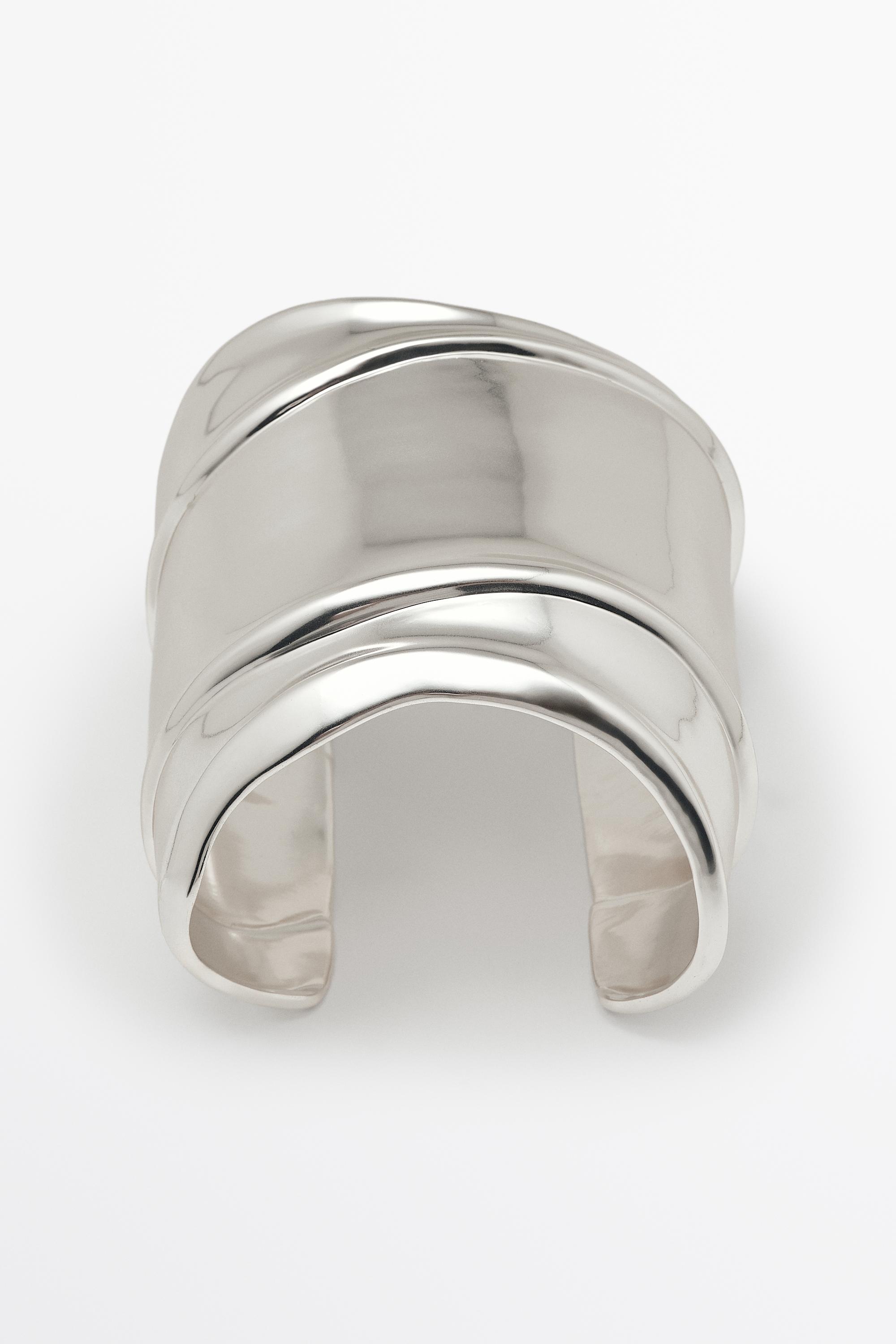 Wide draped-effect bracelet — SILVER