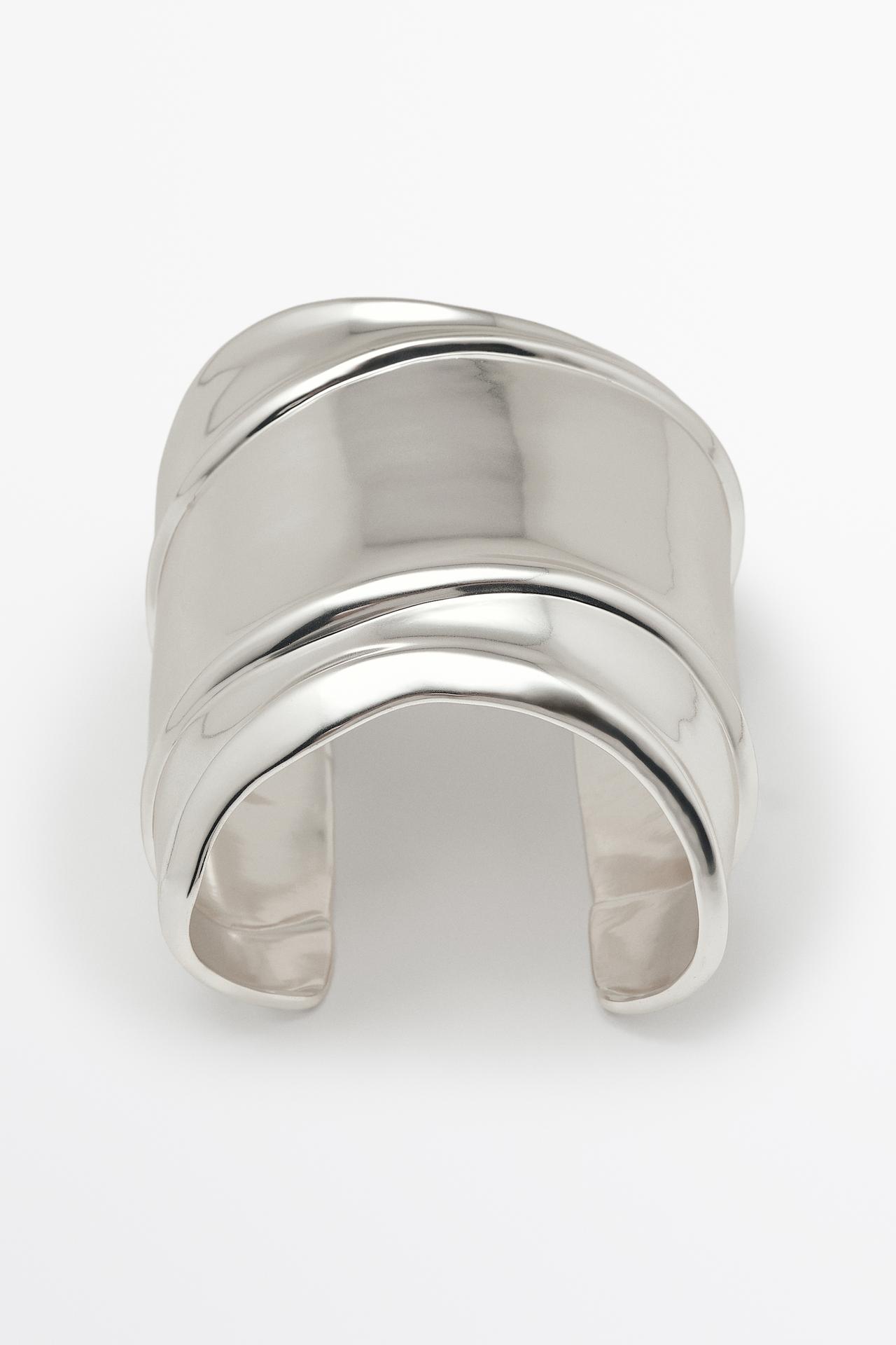 Wide draped-effect bracelet — SILVER