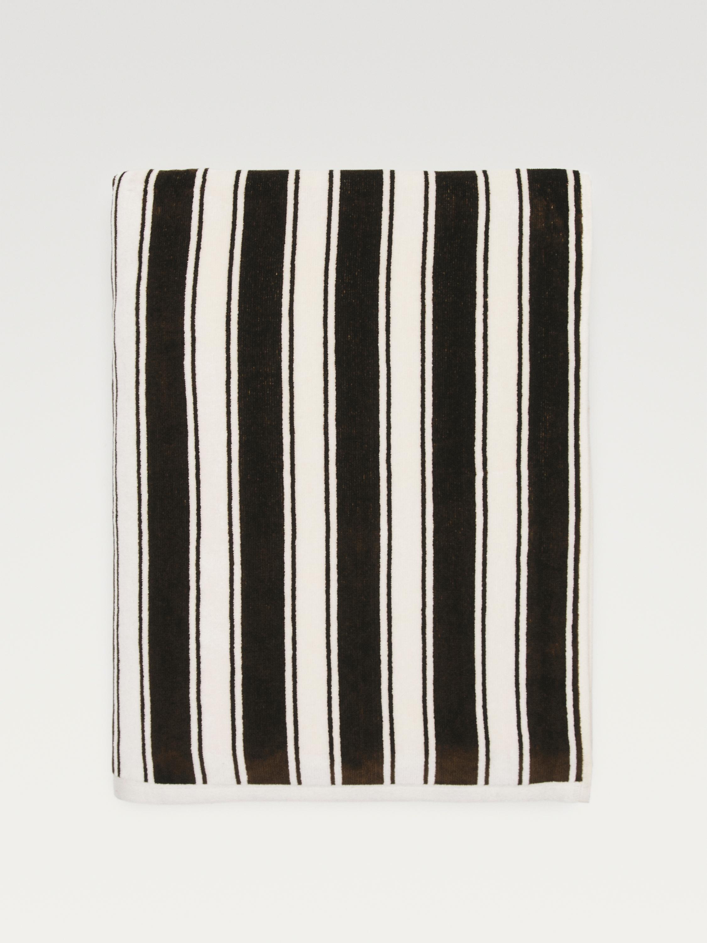 Striped cotton towel — KHAKI