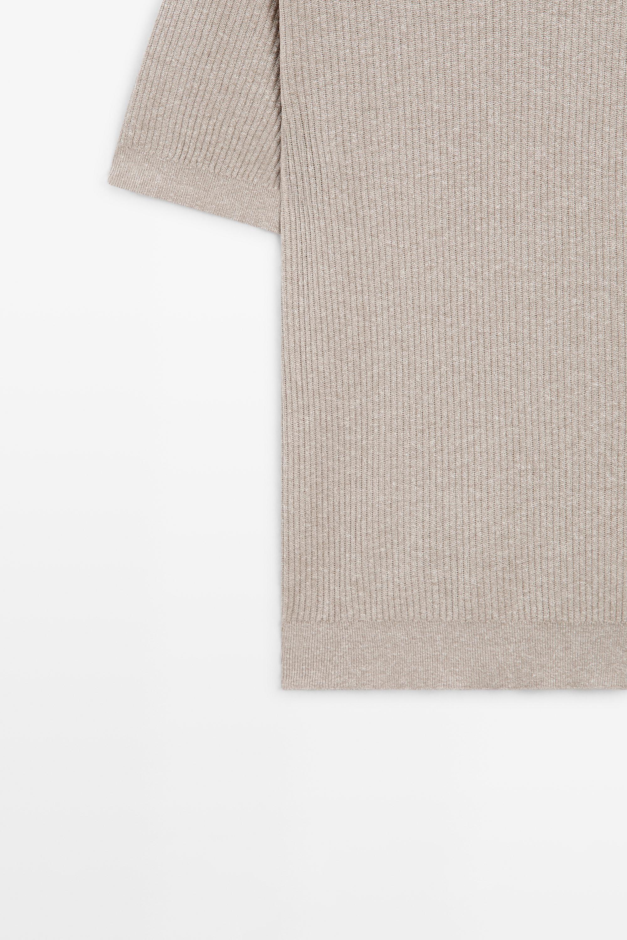 Cotton blend knit polo shirt — BEIGE