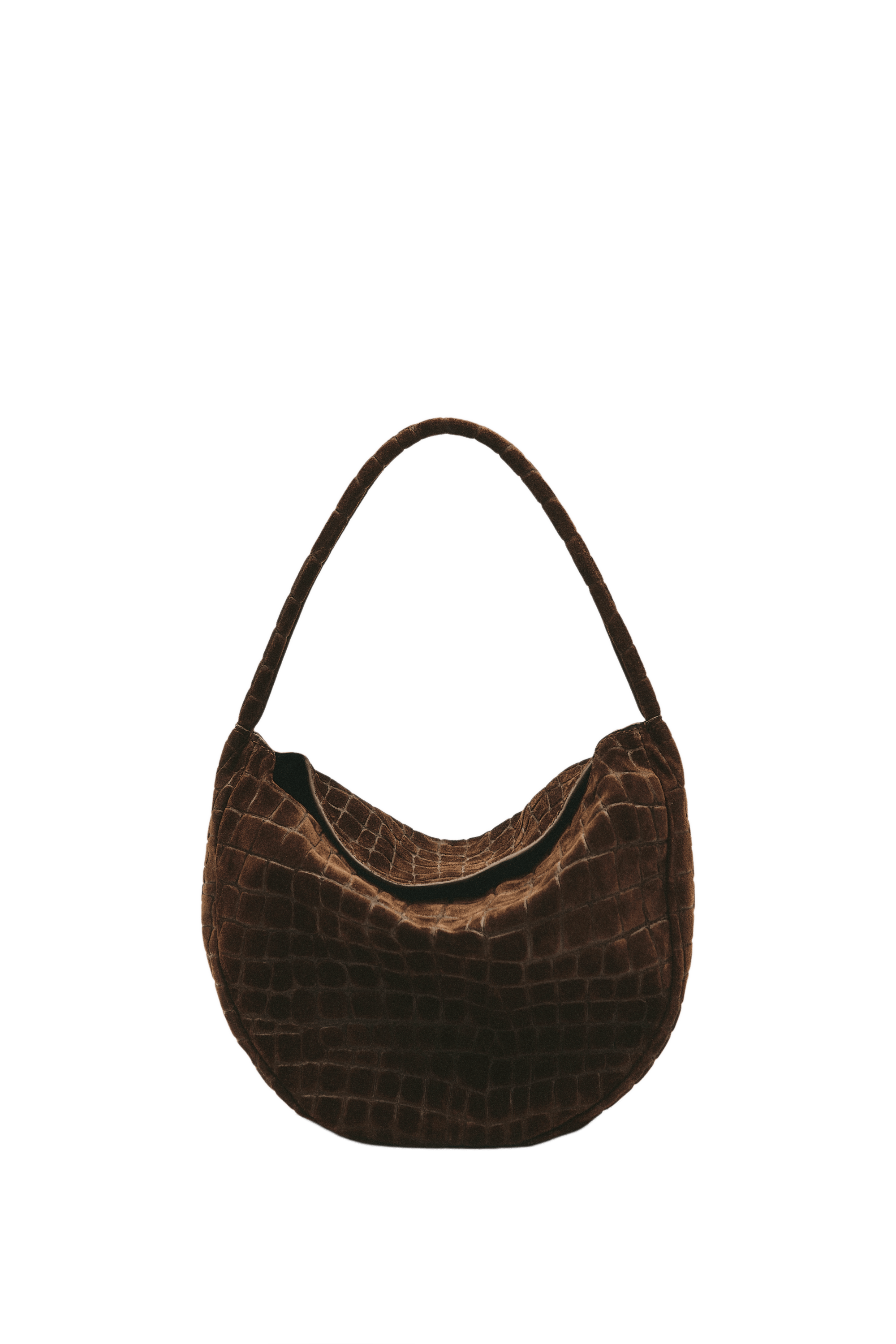 Massimo Dutti Süet deri mini slouch çanta görsel 6