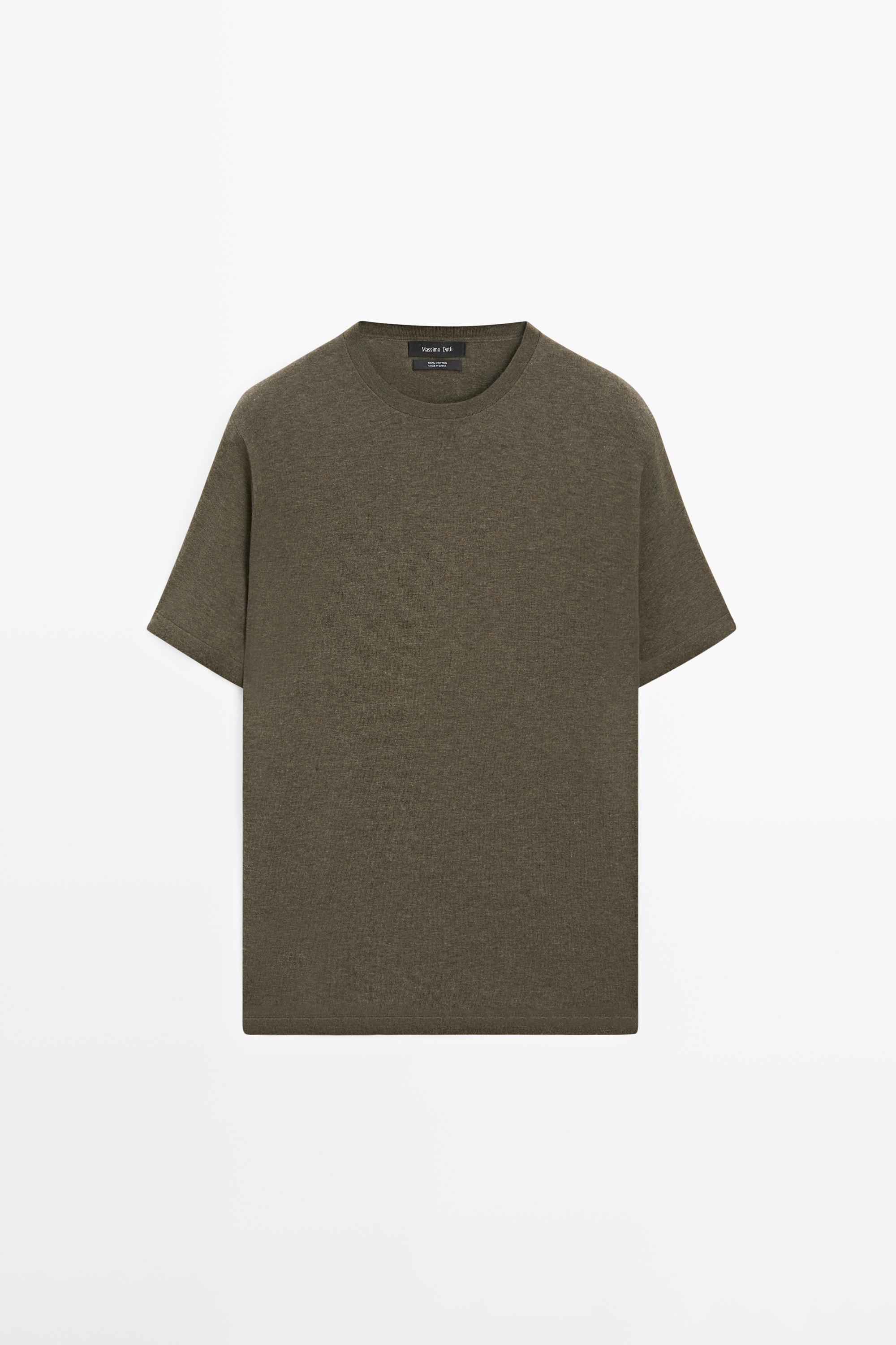 100% cotton short sleeve knit sweater — GREEN