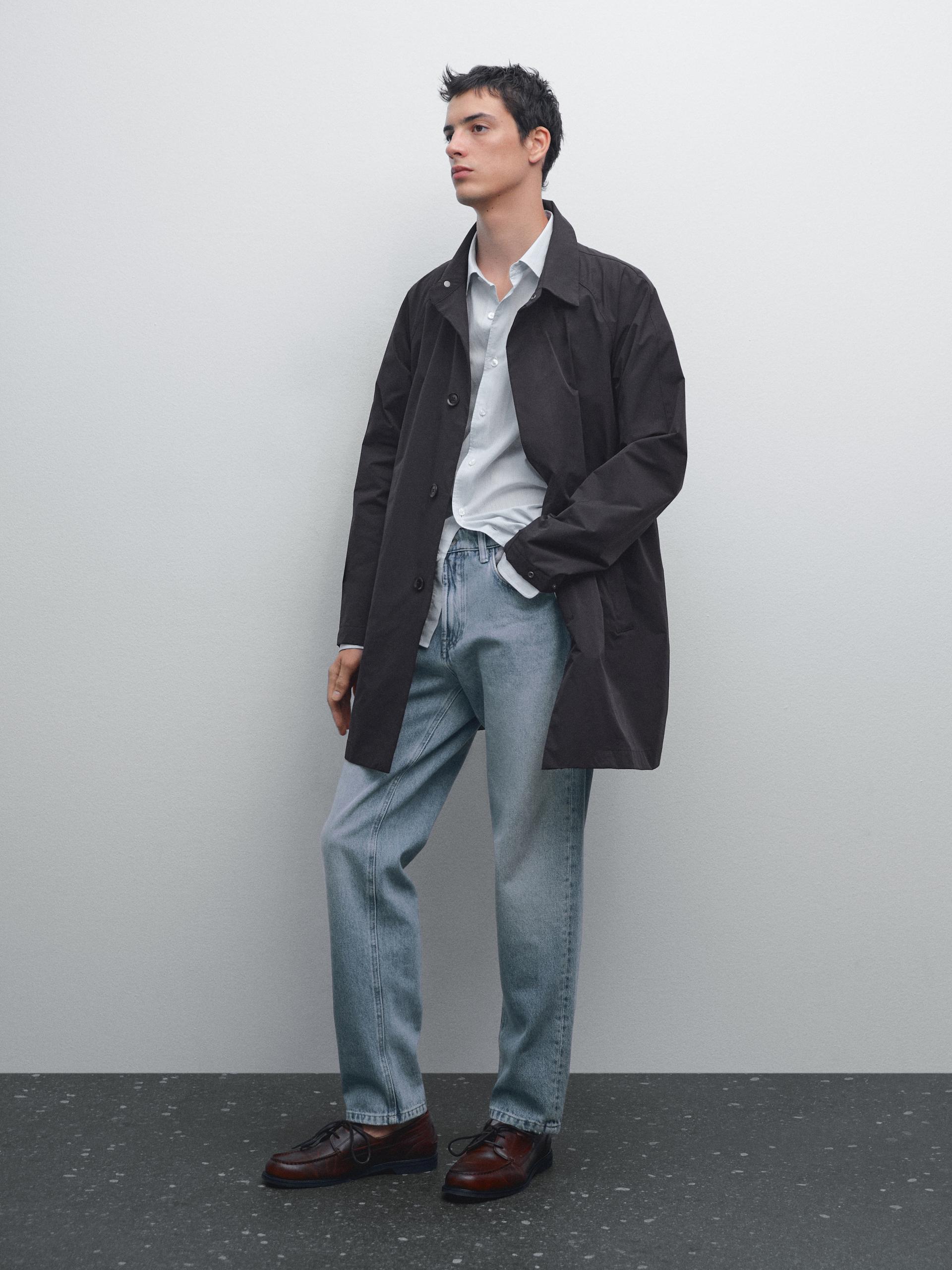 Trench Packable Déperlant - Bleu Marine Sombre - L - Massimo Dutti - Homme