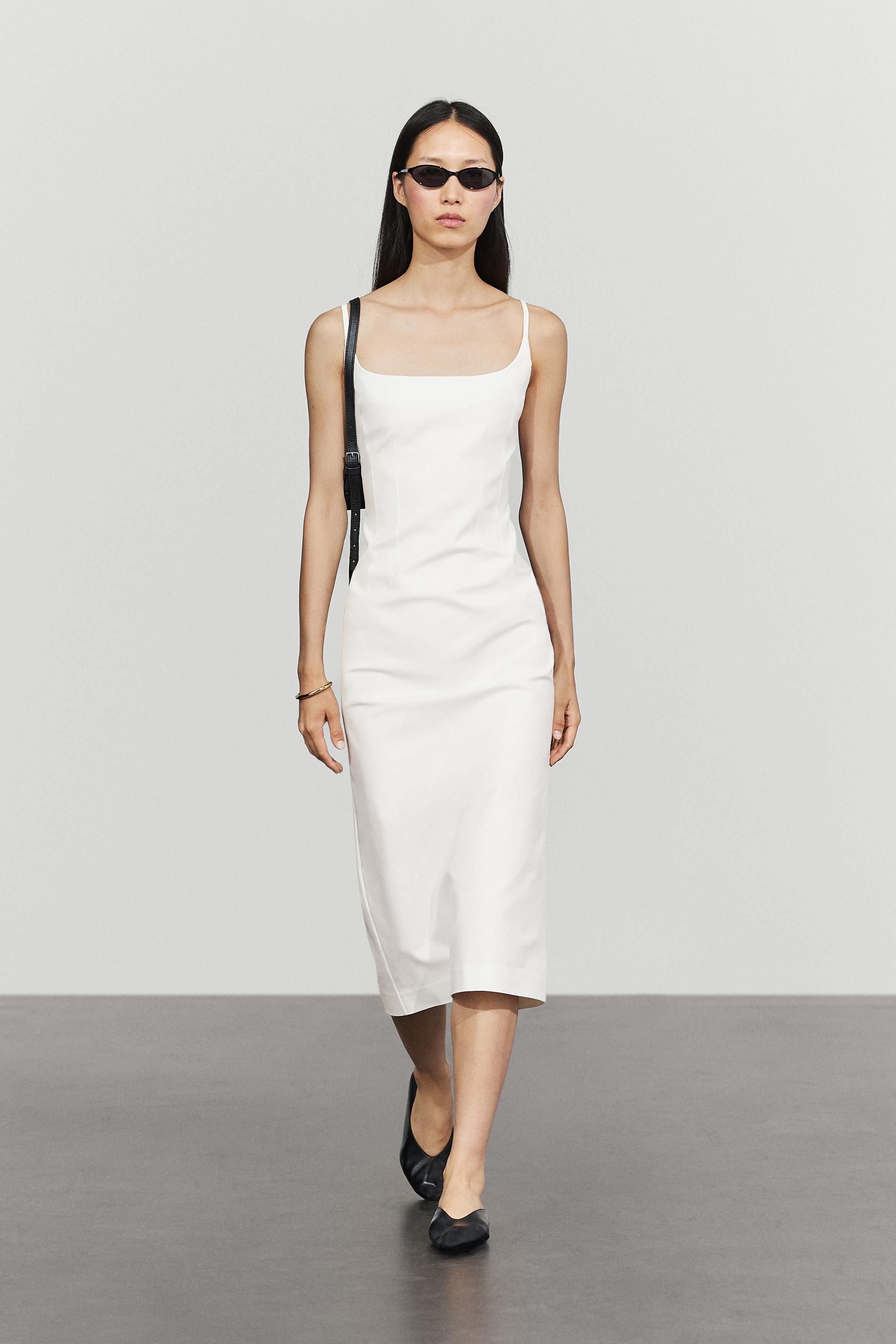 Vestido midi elástico mezcla algodón