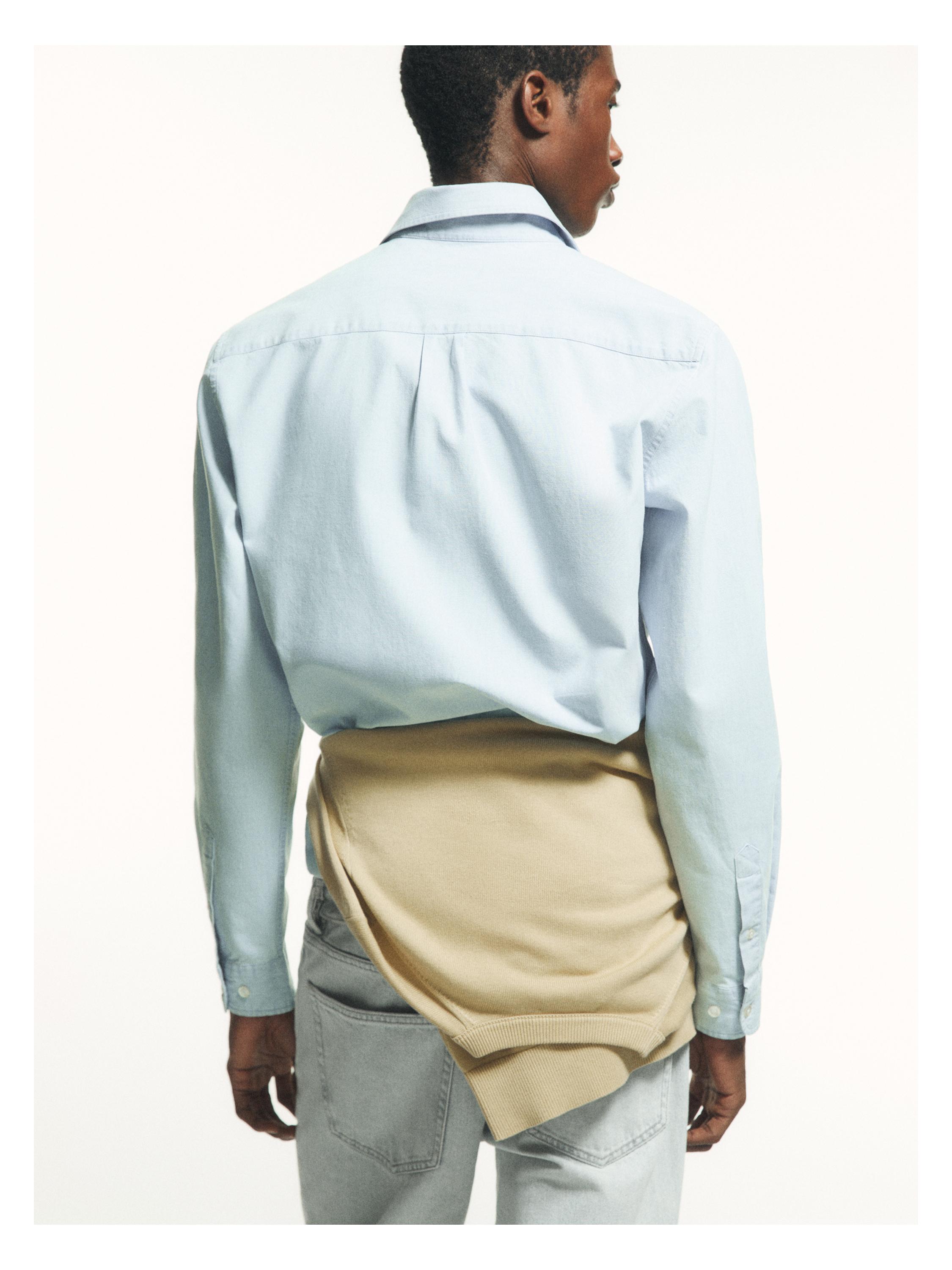 100% cotton regular fit denim shirt — SKY BLUE