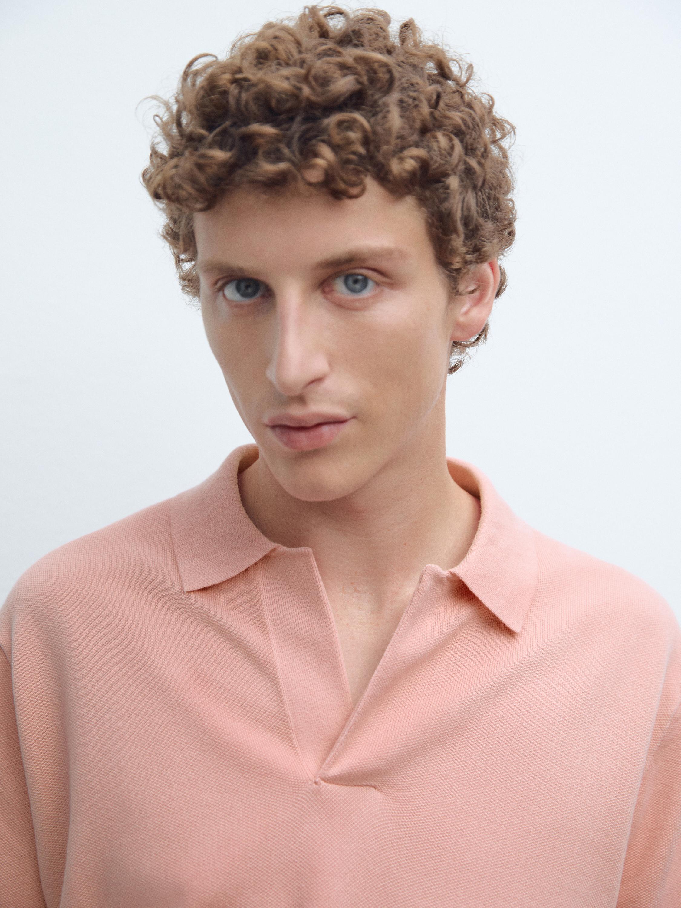 Trikot-Poloshirt mit V-Ausschnitt