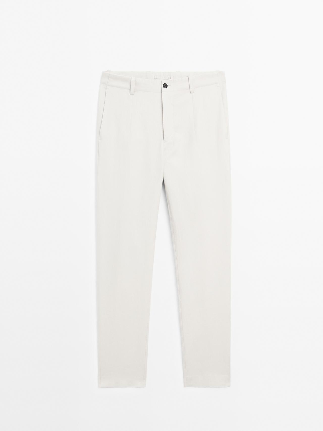 Massimo Dutti - Herre - Bukser I 100 % Hør - Lys Beige - 38