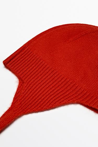 100% cashmere tie-detail beanie — RED 6