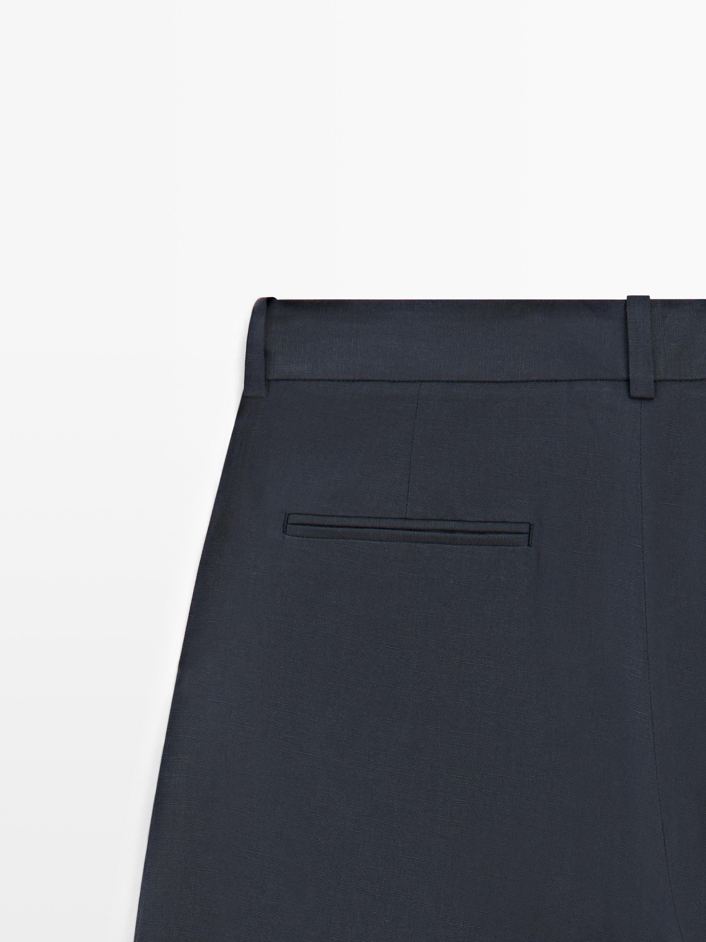Flowing trousers with darts — NAVY BLUE