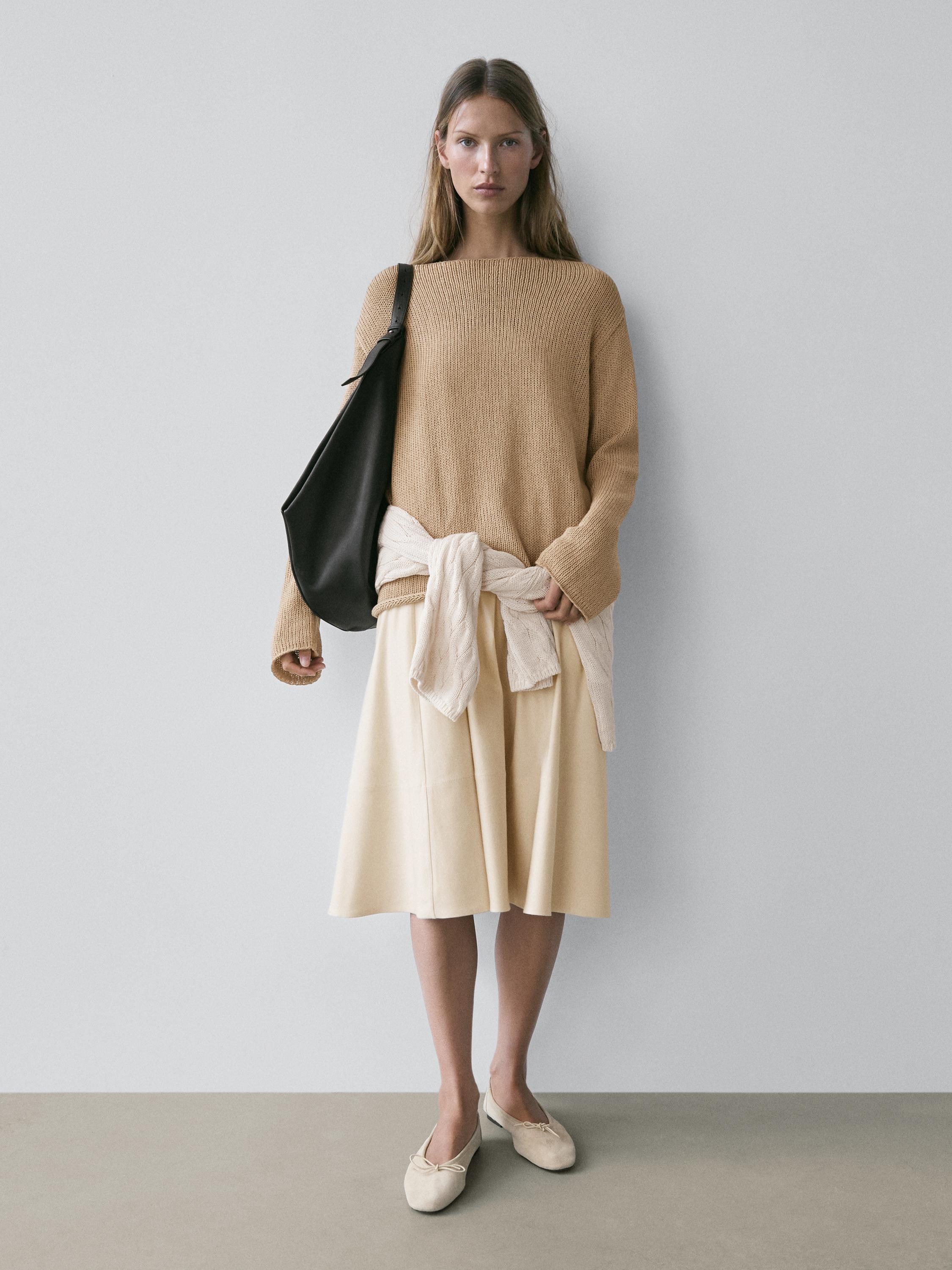 Cotton blend cutwork sweater — Washed