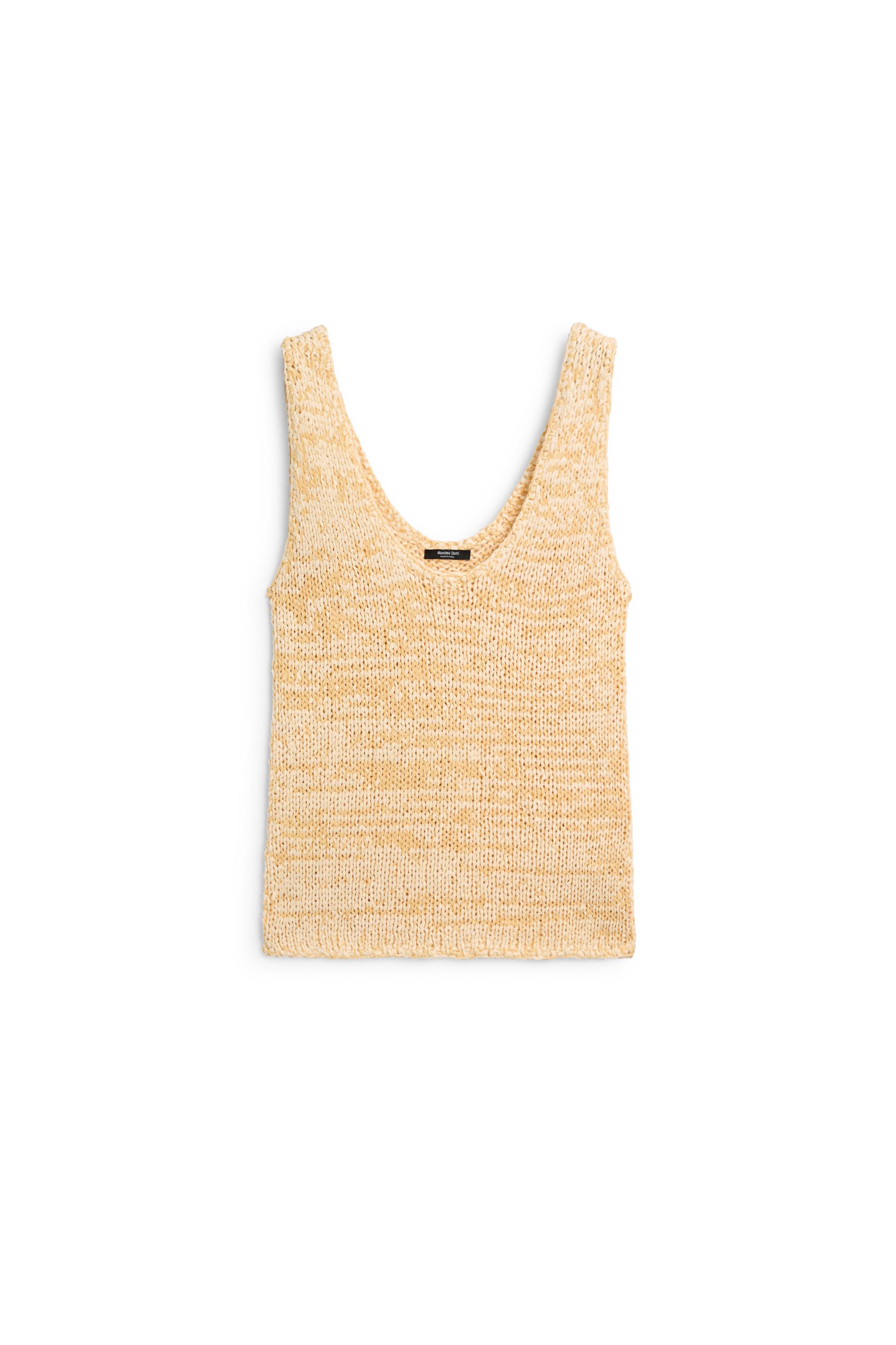 Round neck knit top — YELLOW