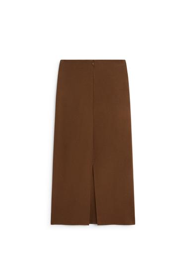 Stretch wool blend midi skirt - LIMITED EDITION — Tobacco brown 7