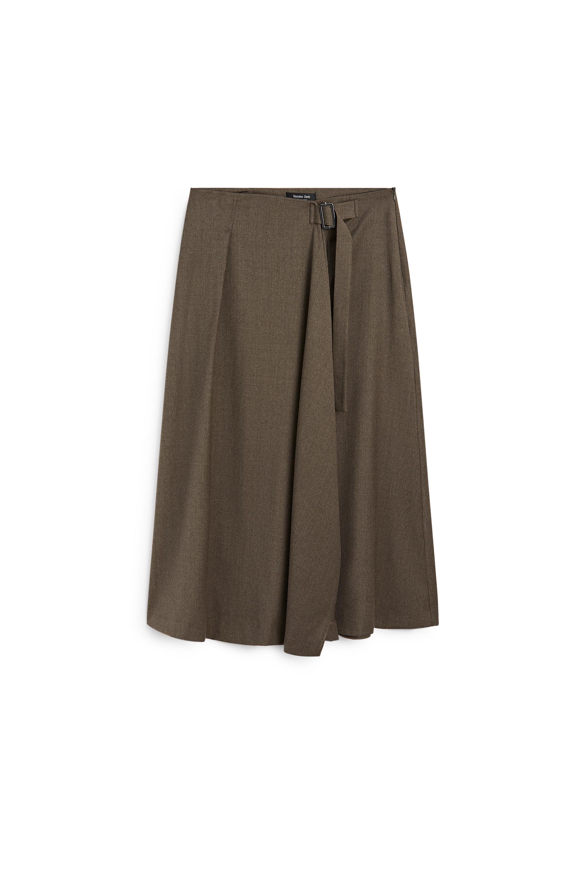 Buckle detail midi skirt — MOLE BROWN