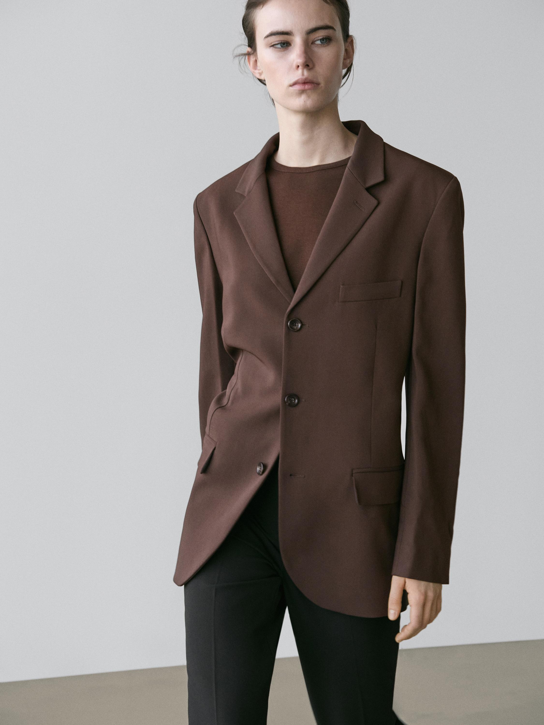 Crepe blazer — Chocolate