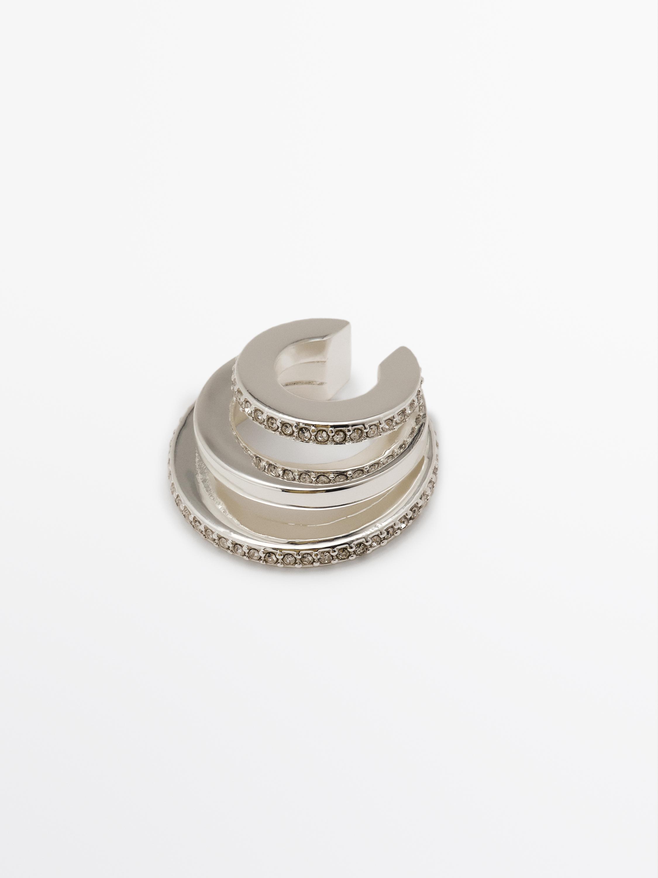 Rhinestone triple ear cuff