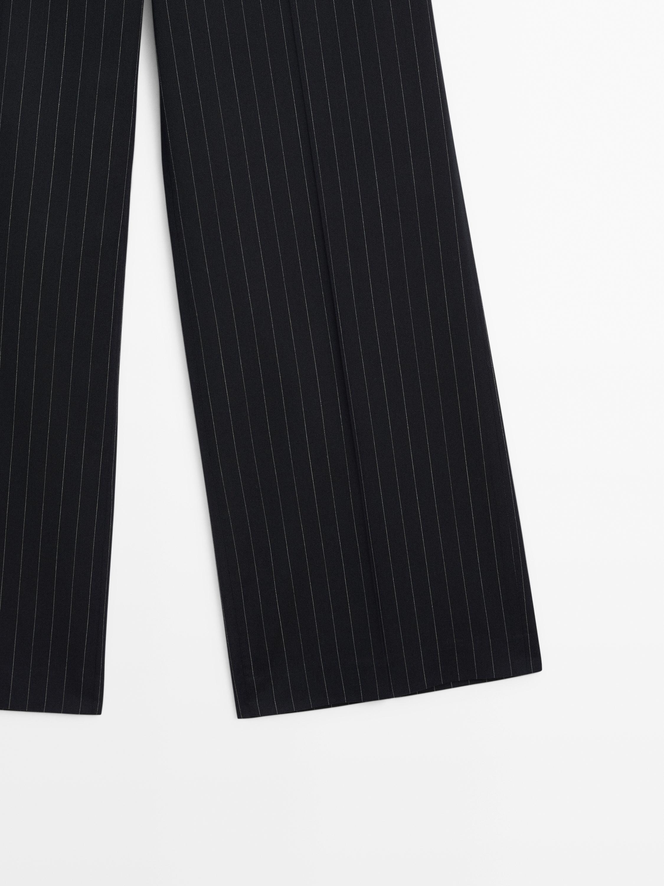 Pinstripe wool blend trousers