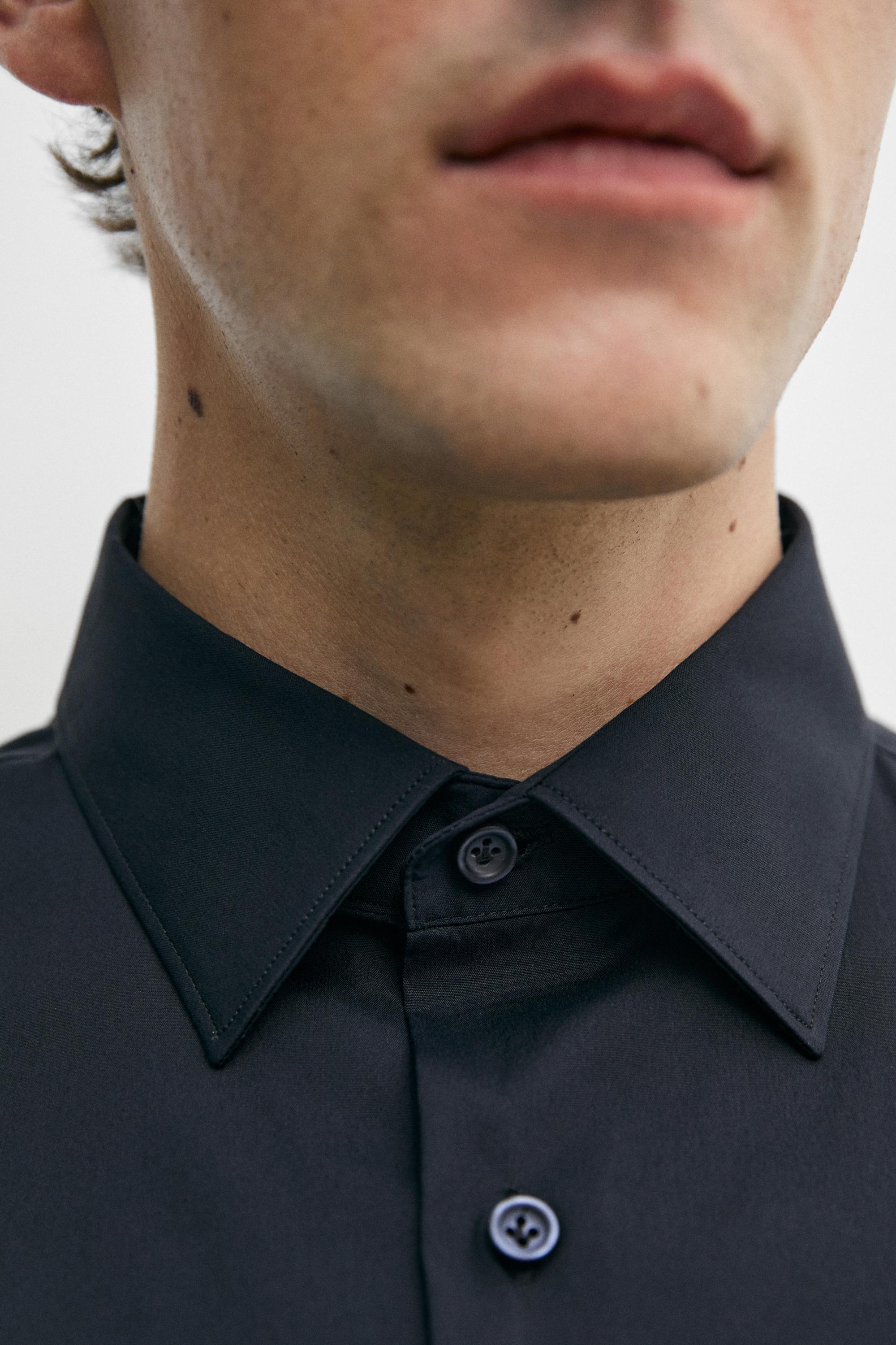 Slim fit stretch shirt — NAVY BLUE