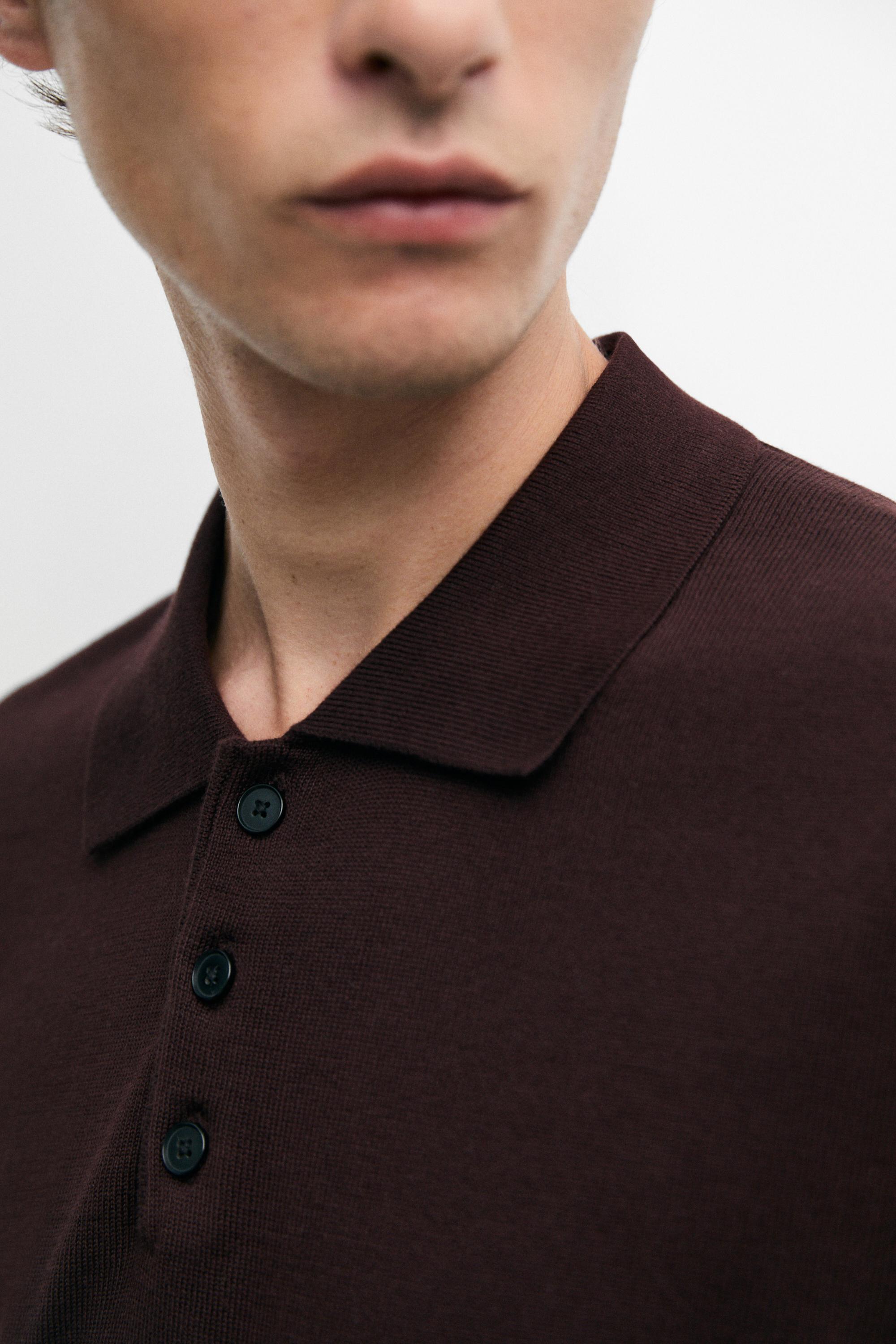 100% cotton knit polo sweater — MAROON