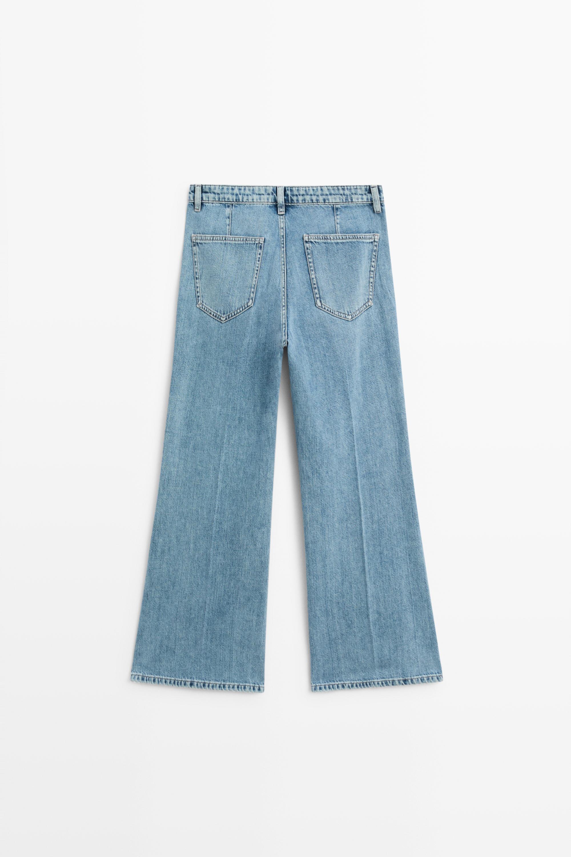 High-waist cropped flare jeans — Light Blue
