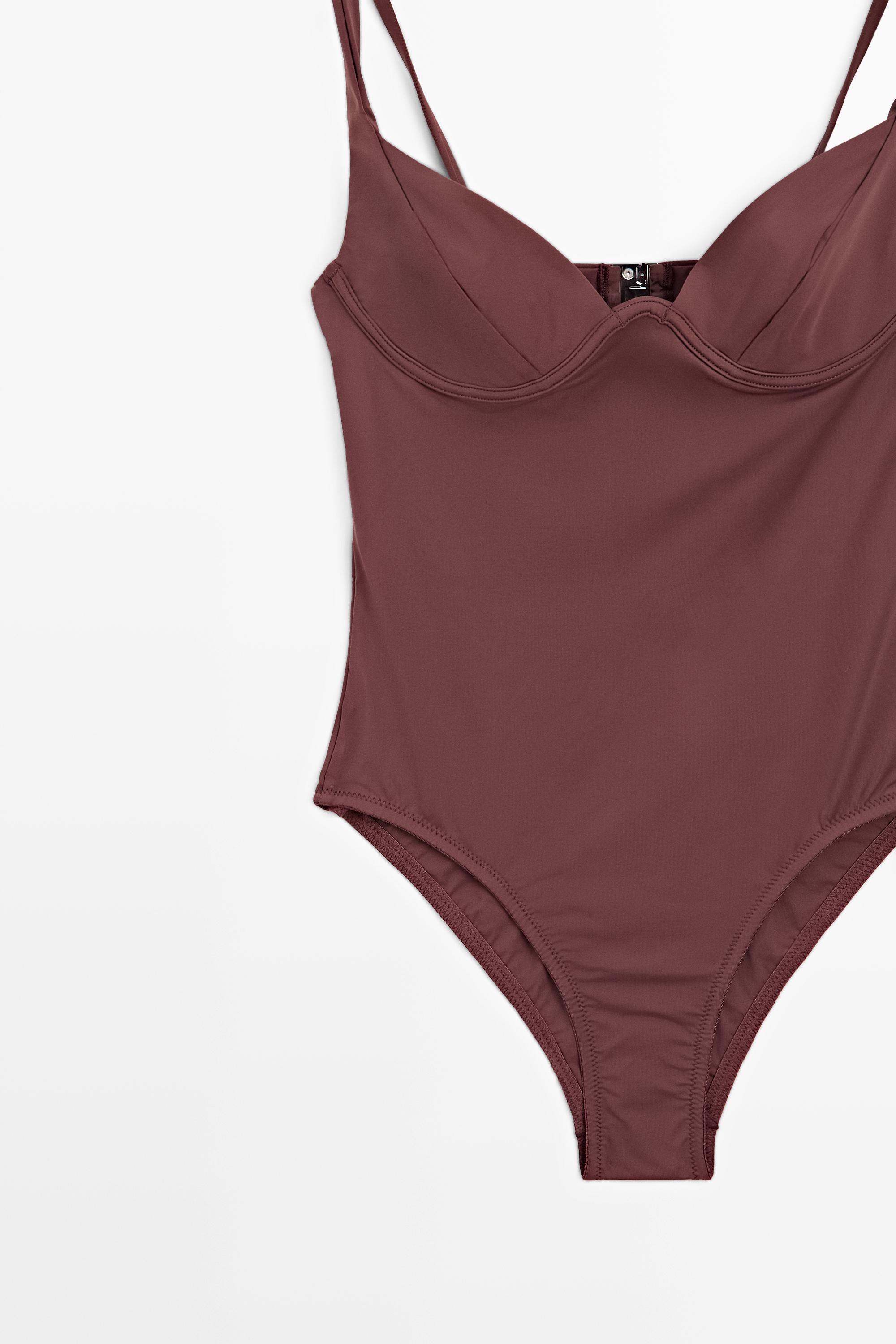 Swimsuit with underwire and wide straps — BROWN
