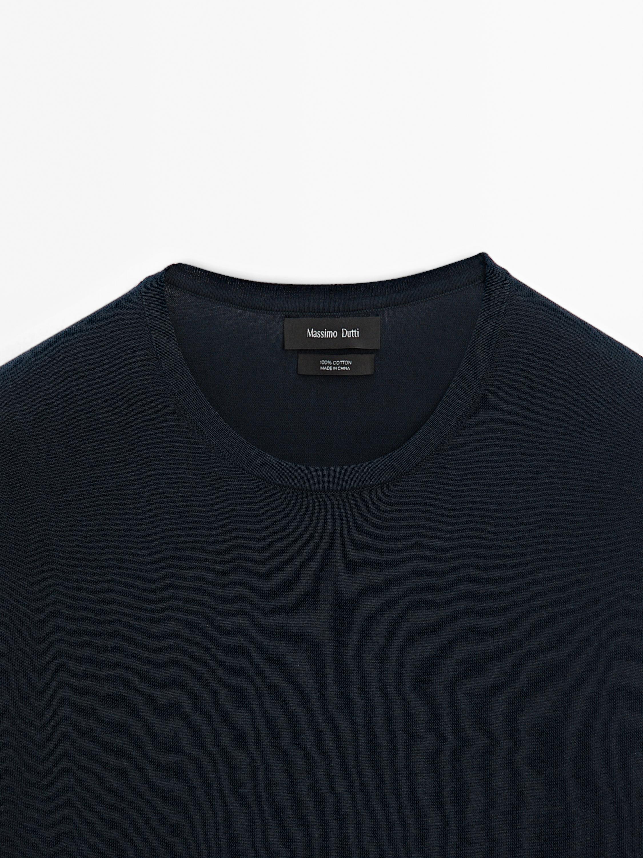 Short sleeve knit T-shirt with colour detail