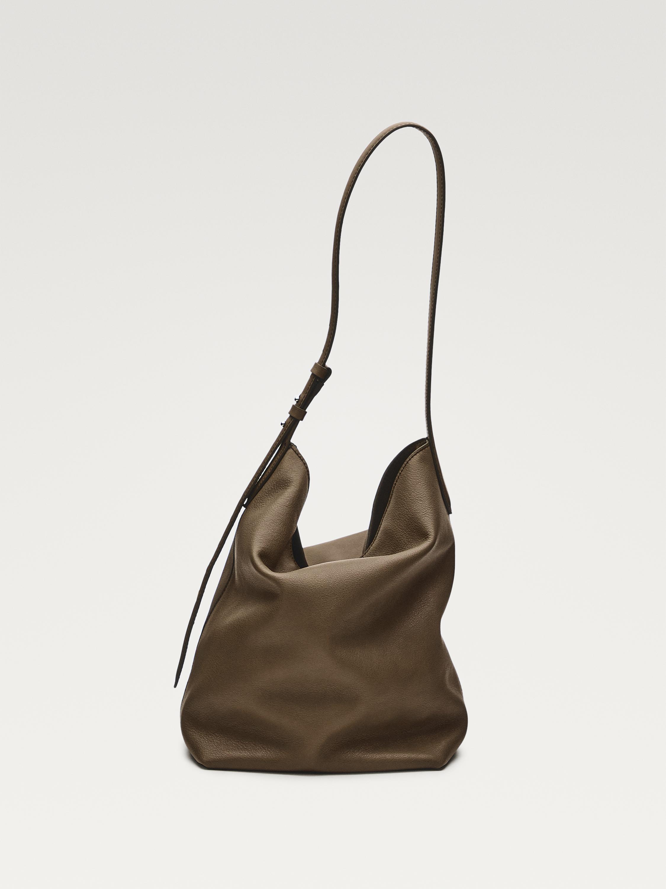 Nappa leather bucket bag — MOLE BROWN