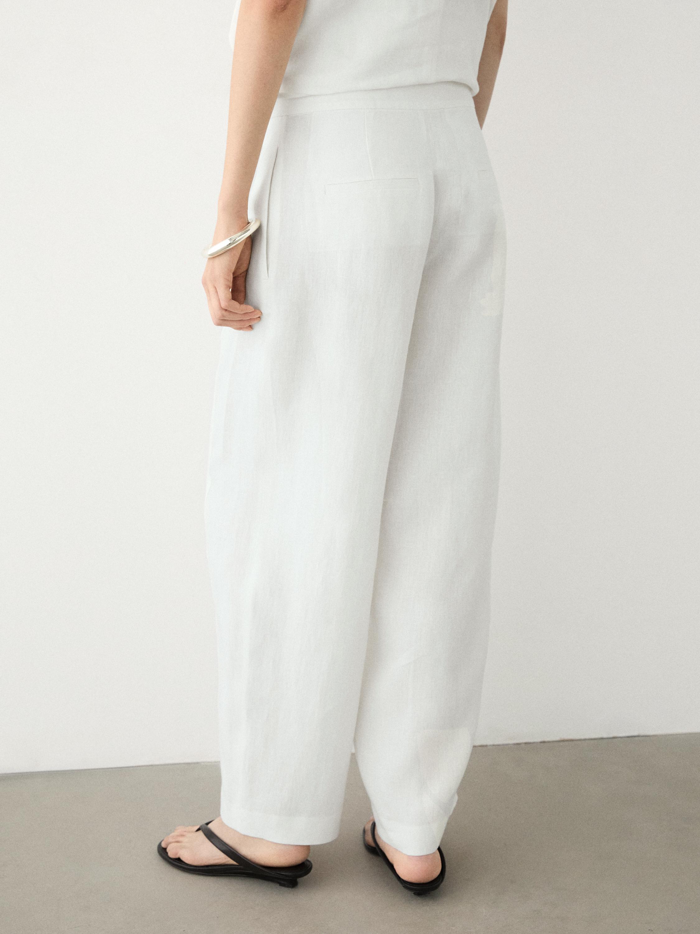 Linen barrel fit pants — Off white