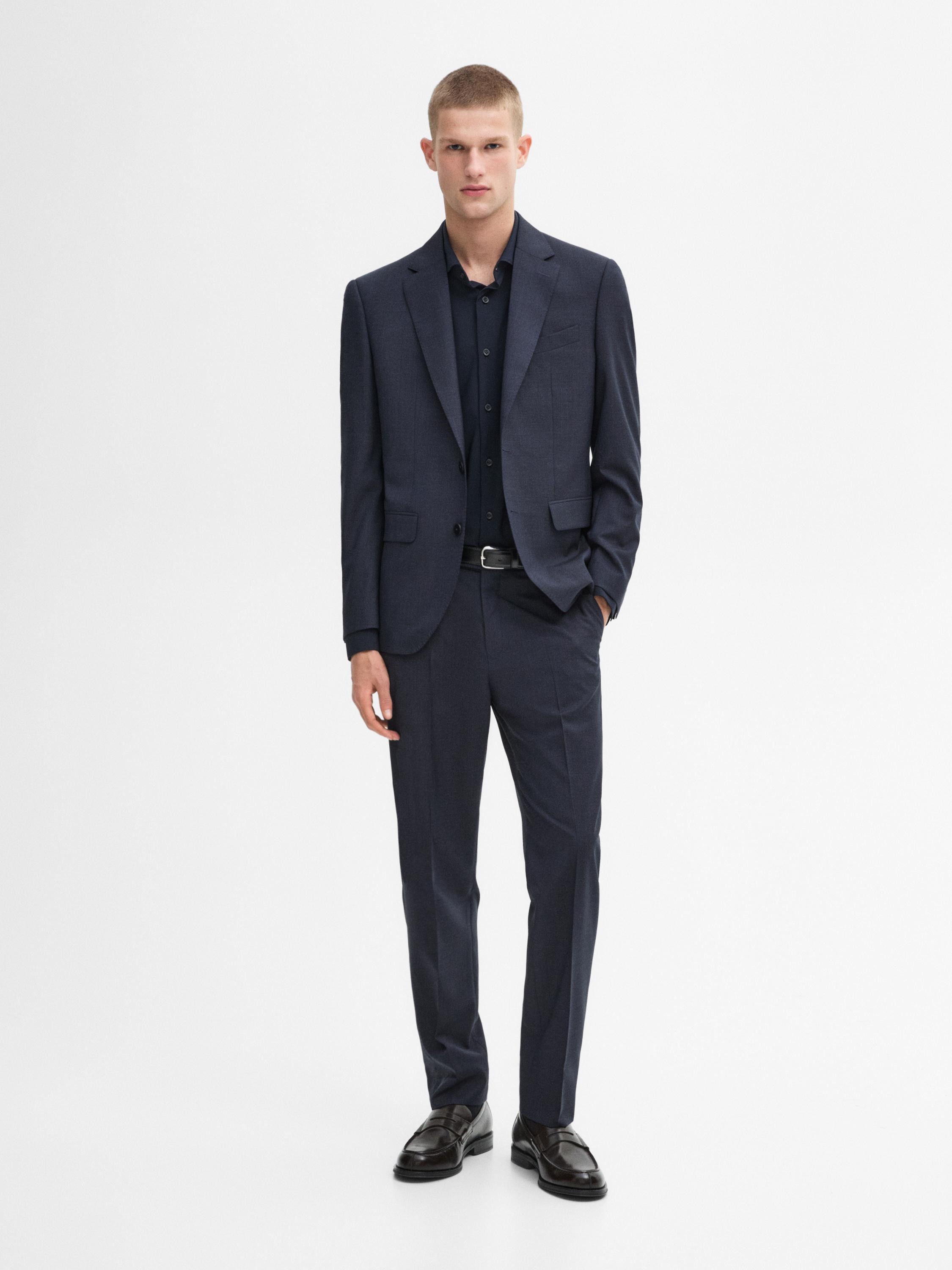 100% wool suit trousers · Navy Blue · Dressy | Massimo Dutti