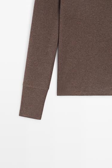 100% cotton long sleeve T-shirt — MOLE BROWN 7