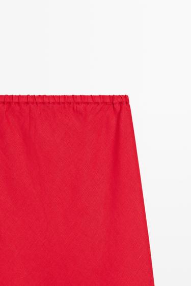 100% linen midi skirt with elasticated waistband — RED 9