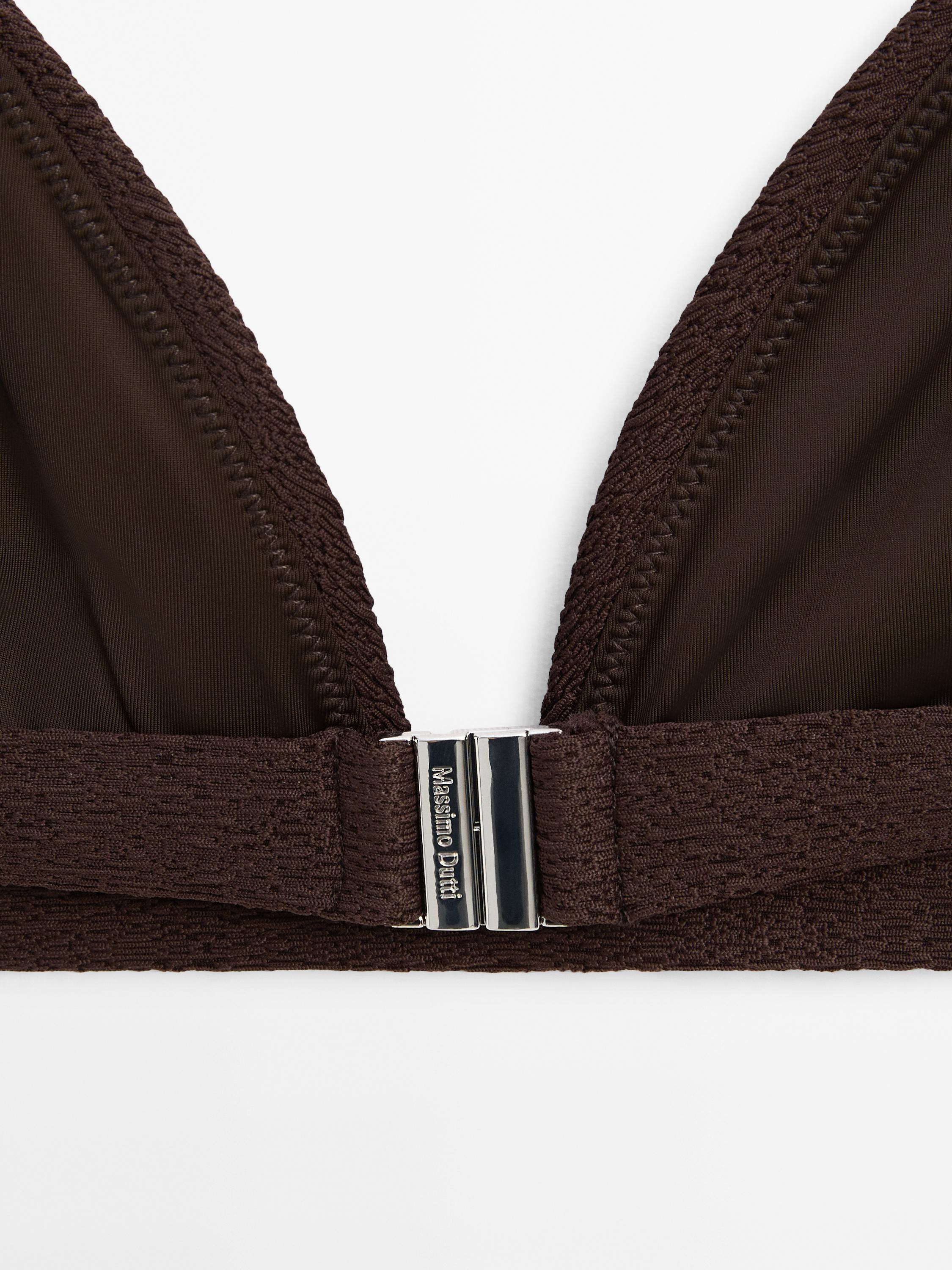 Textured triangle bikini top