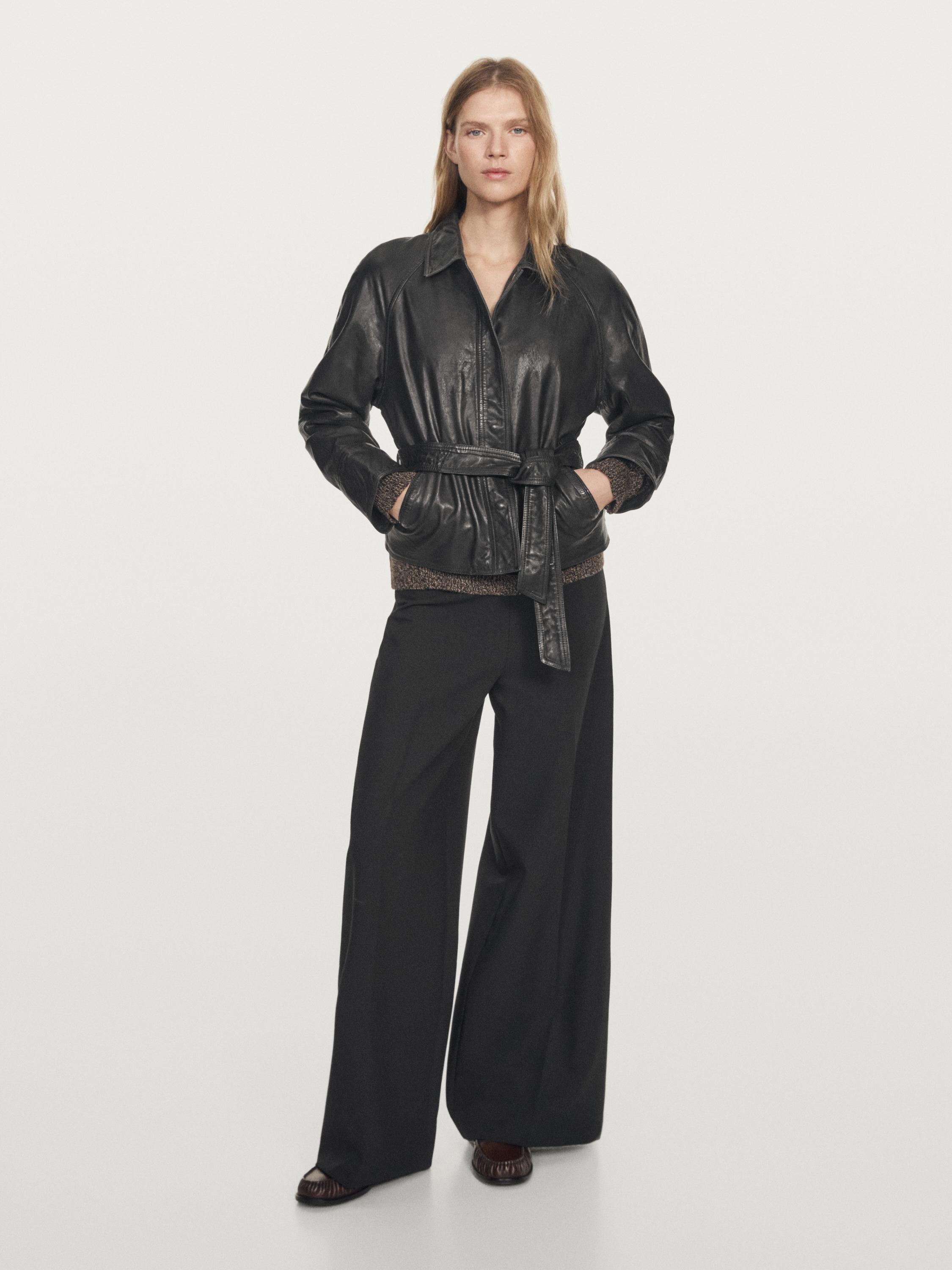 Nappa leather jacket with belt