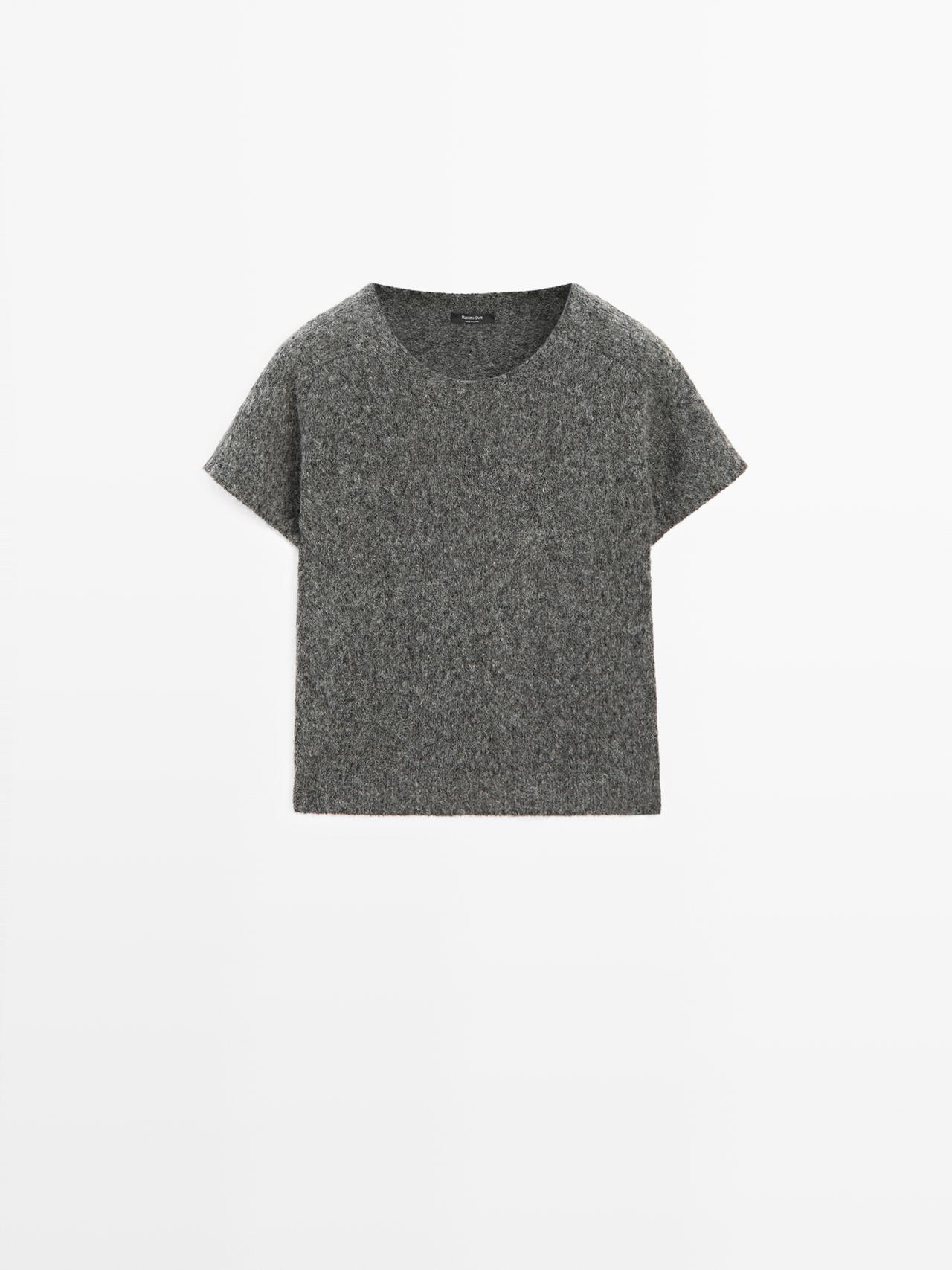 Massimo Dutti - Dame - Kort Striktrøje I Alpakauld - Grå - S