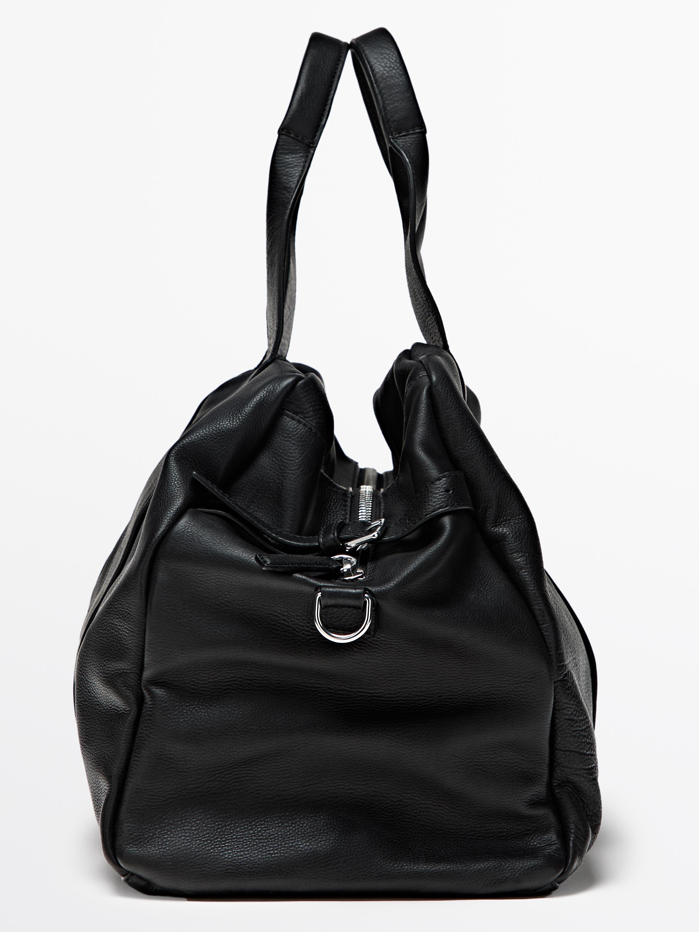 Nappa leather travel bag — BLACK
