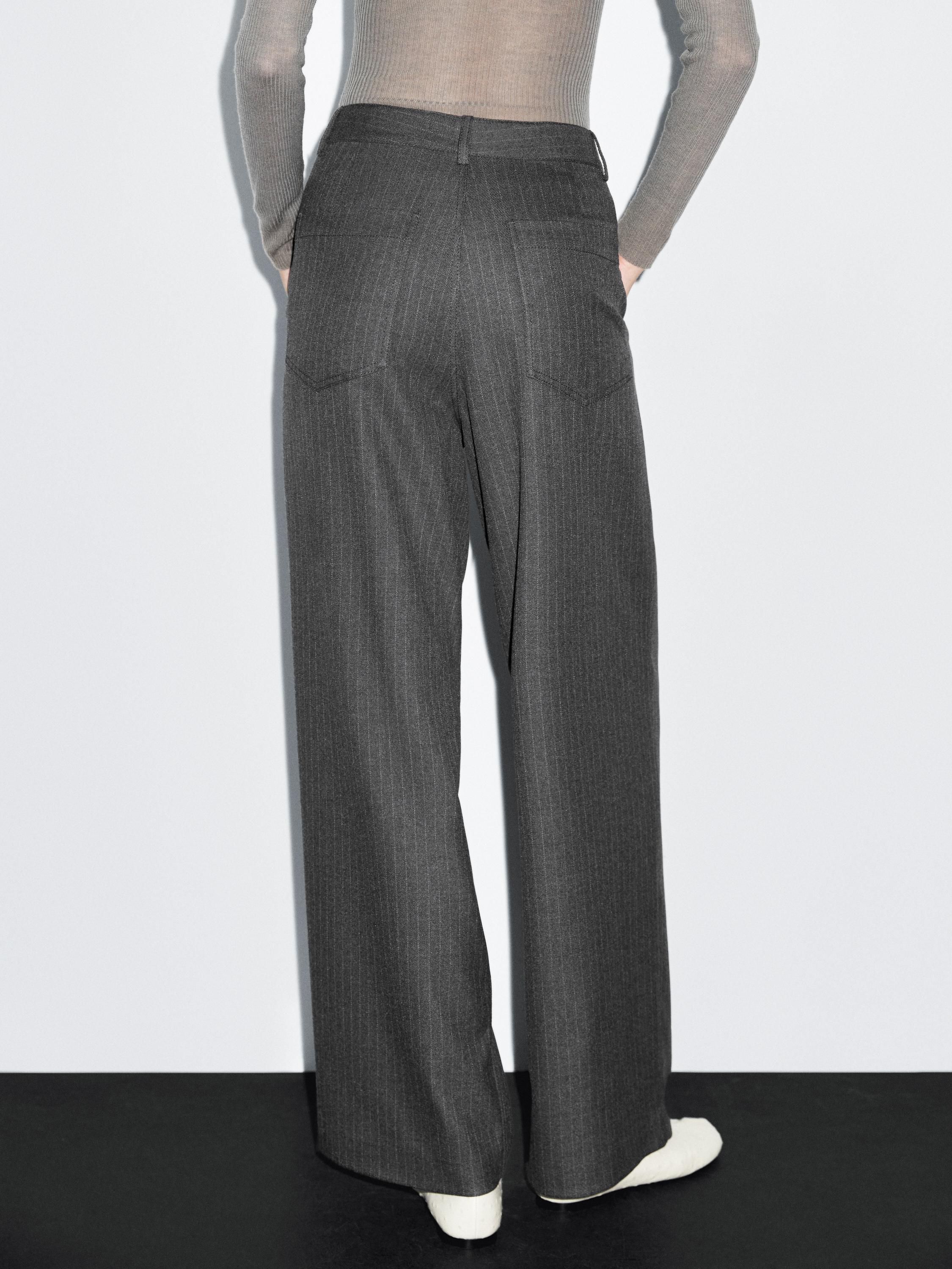 Mid-rise wide-leg pinstripe trousers