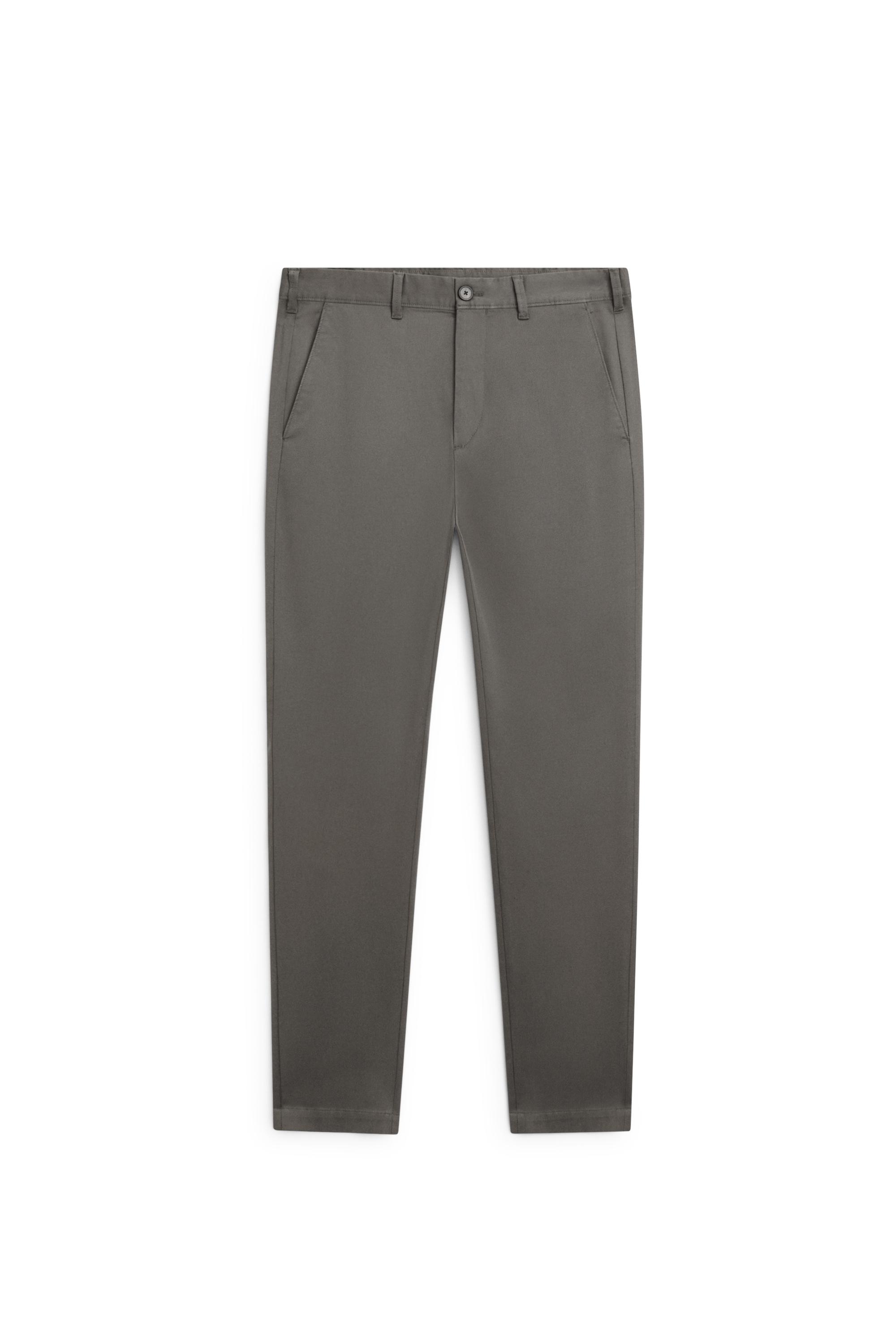 Cotton blend slim fit pants — GREY