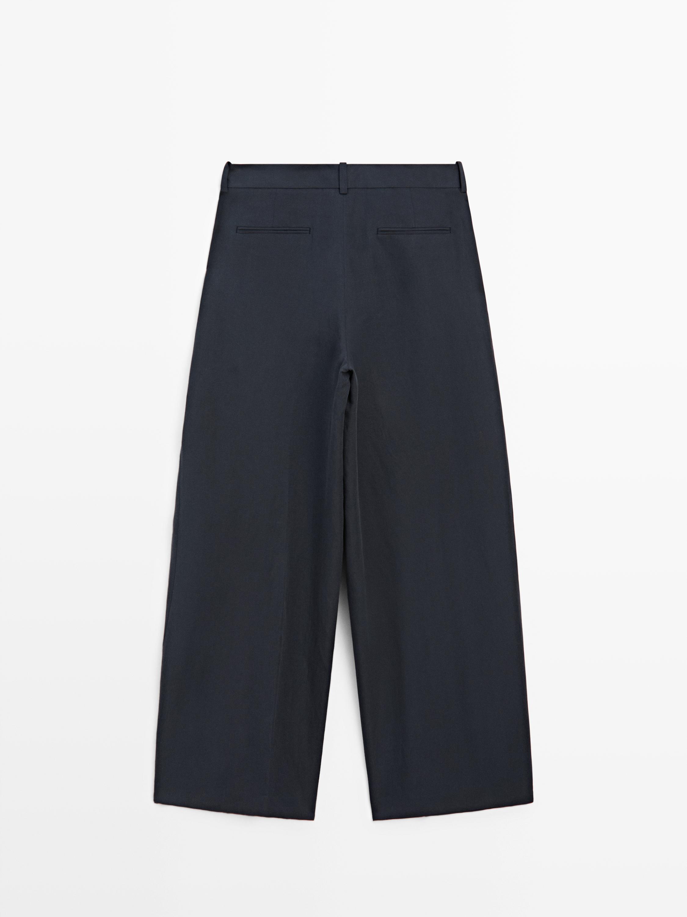 Flowing trousers with darts — NAVY BLUE