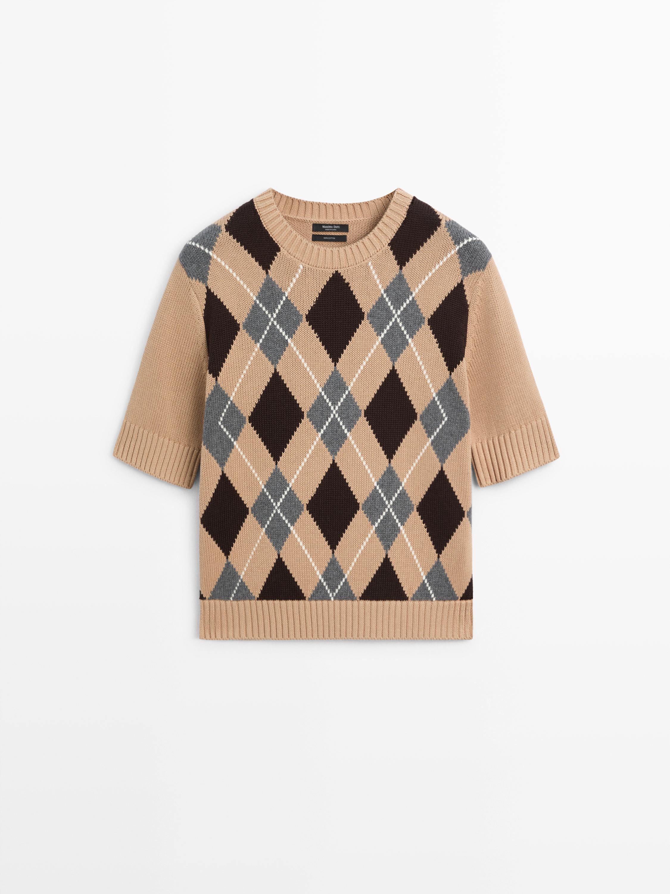 Pull à losanges en maille de coton