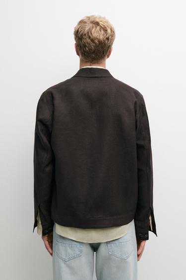100% linen total look overshirt — BROWN 5