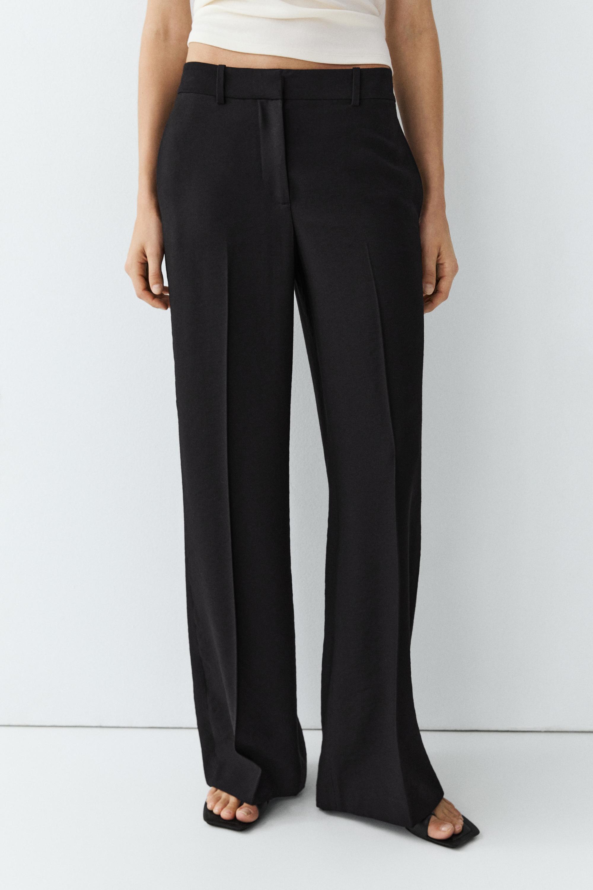 Flowing straight-leg pants — BLACK