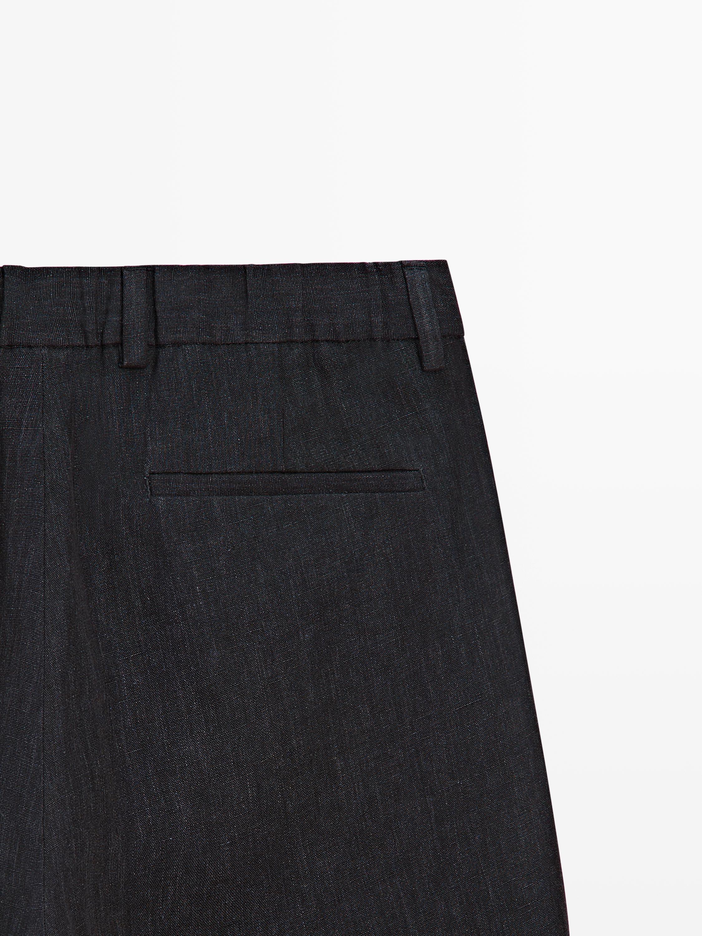 Total look linen trousers with flecked detail — DARK BLUE