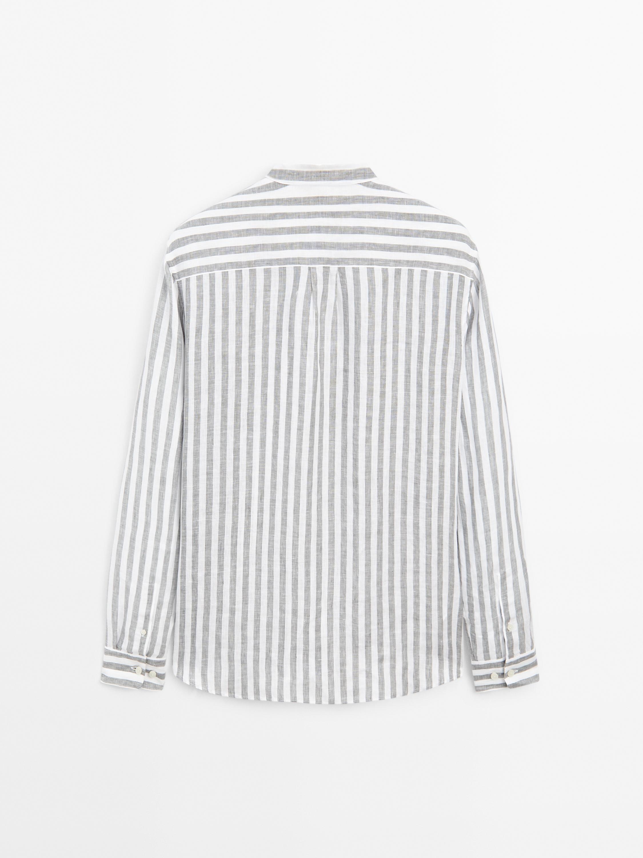 Mao collar regular fit shirt